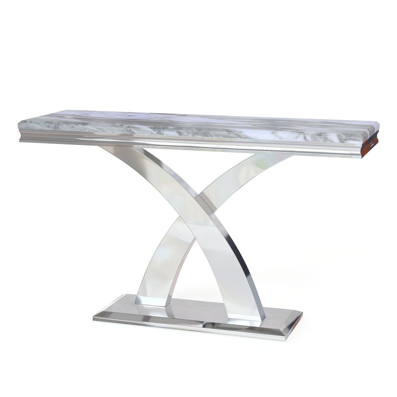 50-inch silver entryway with a unique X-shaped base and modern styling, you're referring to have the