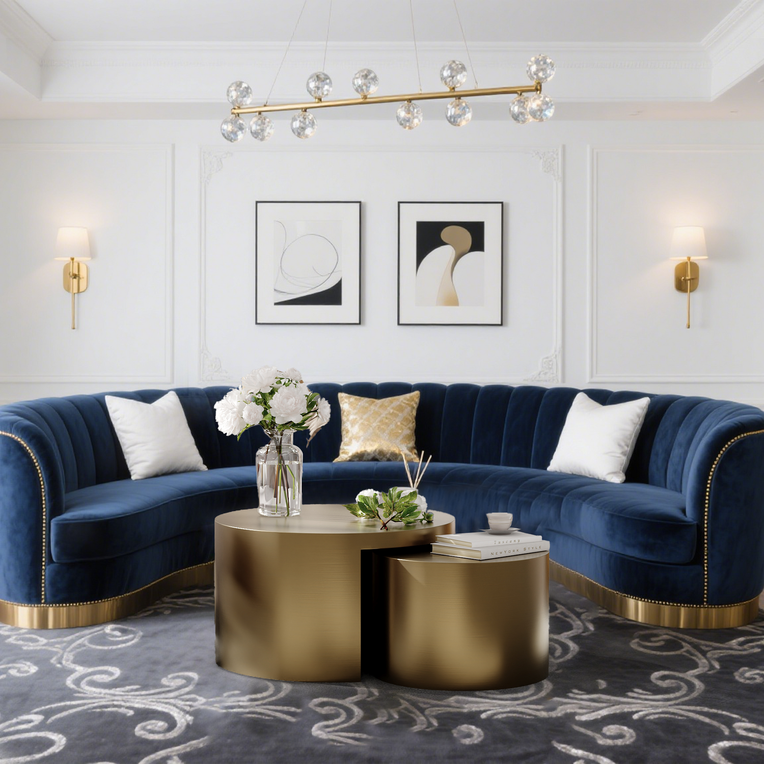 Brass nesting table, modern and simple, suitable for living room and office!