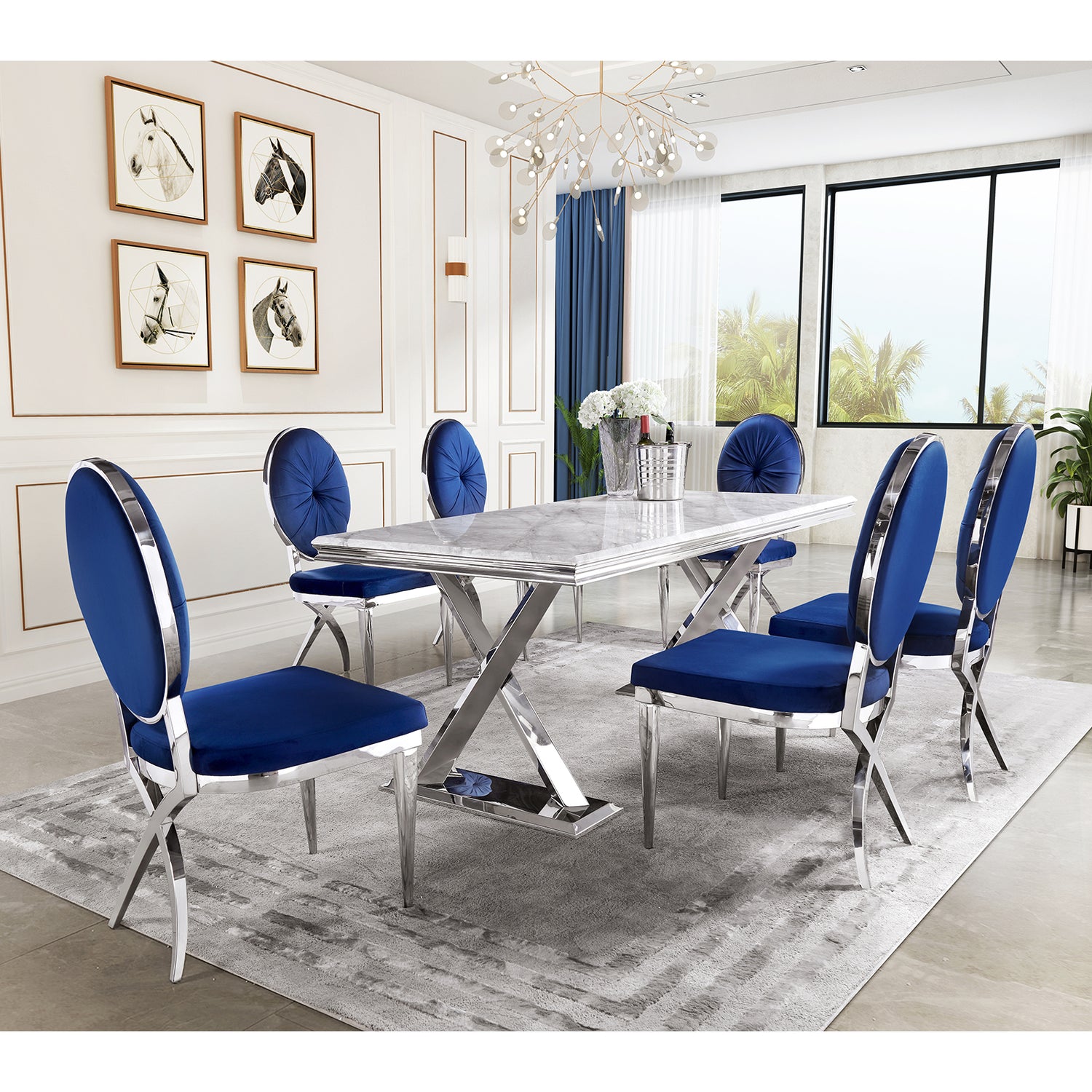 Elevate Your Dining Experience with Blue Velvet Dining Chairs