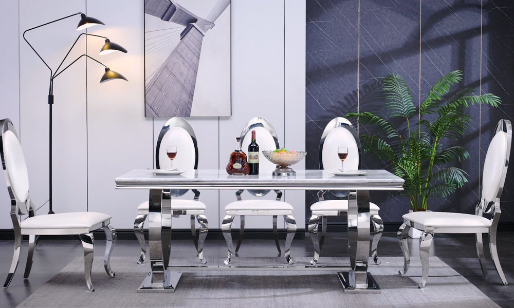 AUZ Stylish Silver Upholstered Dining Chairs