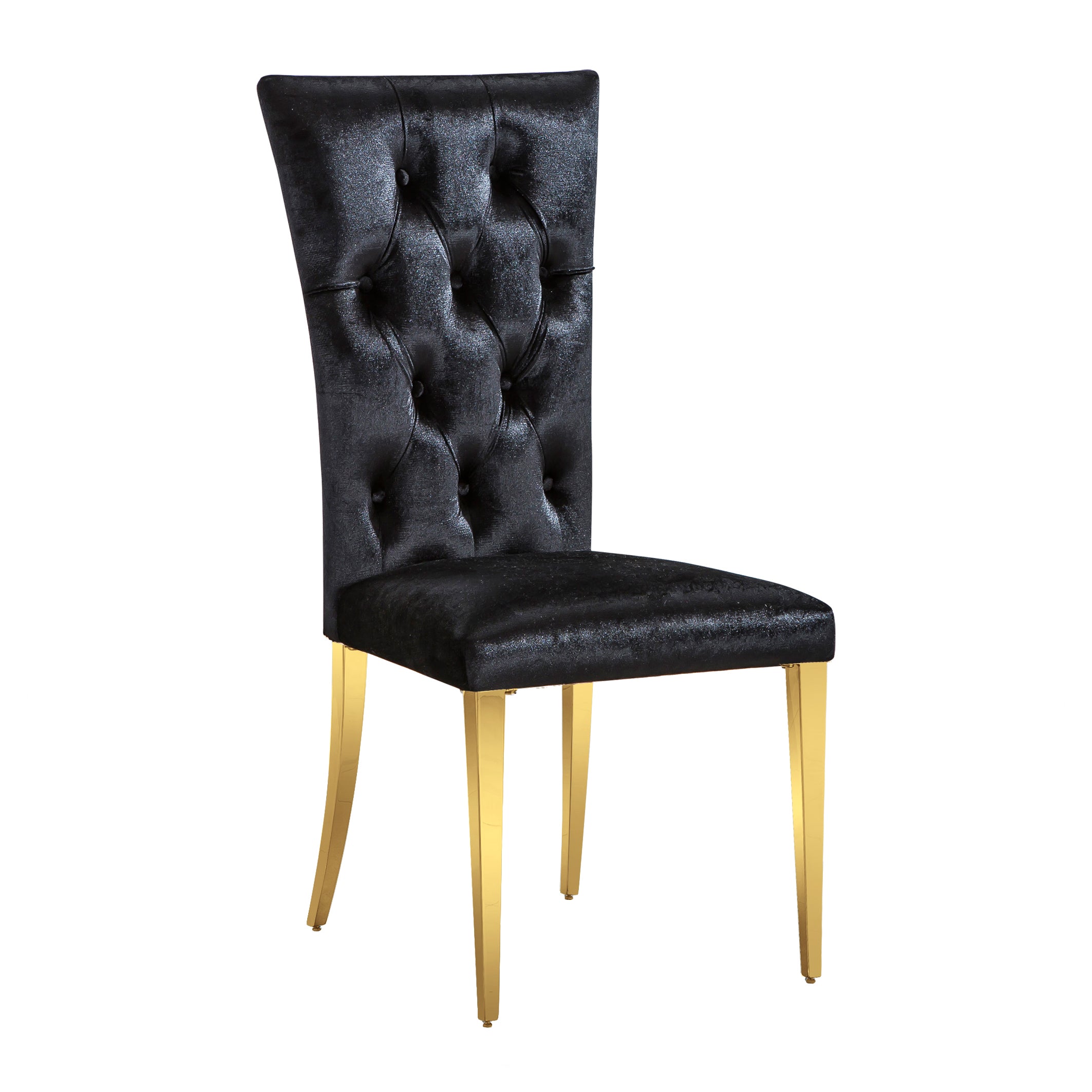 Black Velvet Dining Chairs | Buttons Tufted | High Back| C125