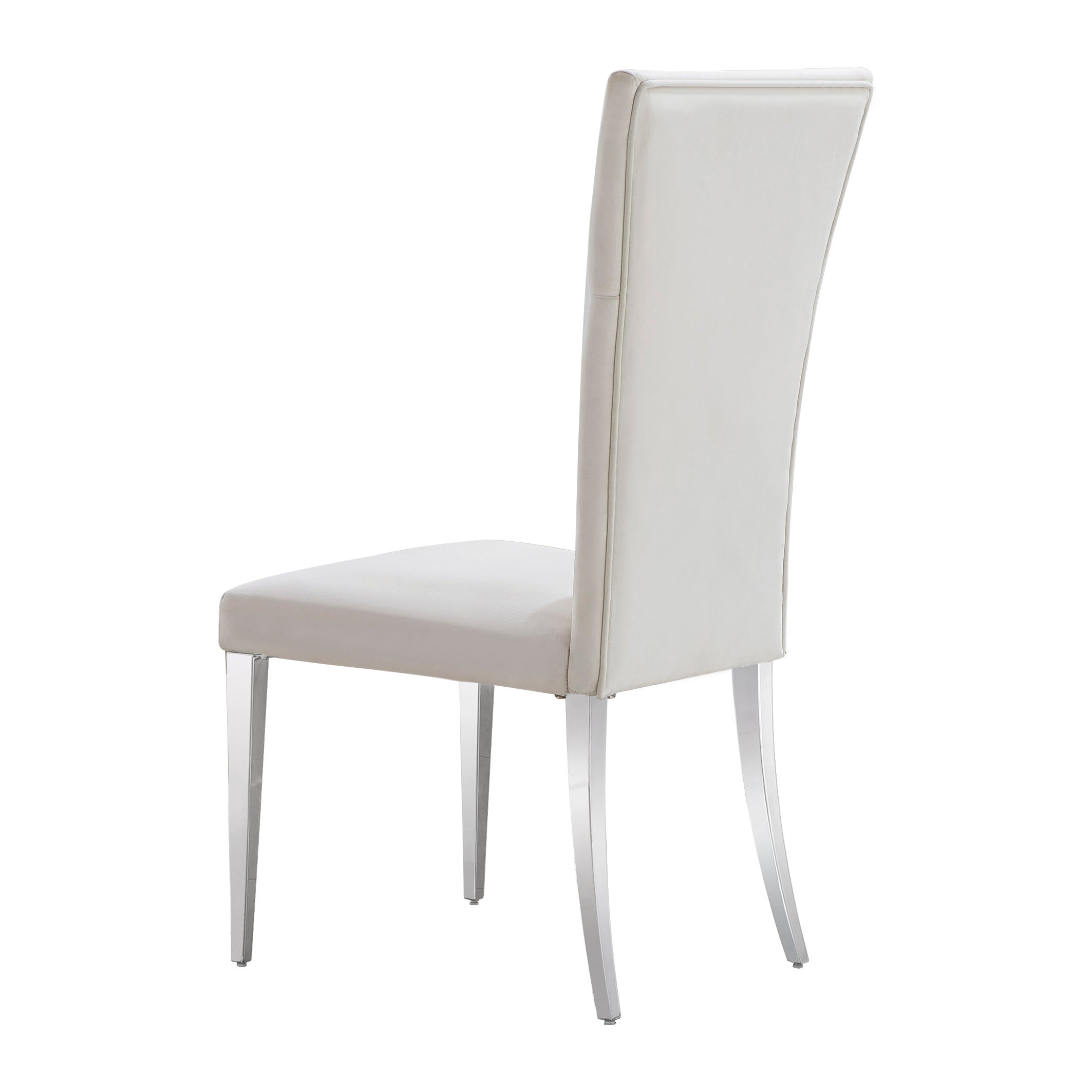 White Velvet Dining Chairs | Buttons Tufted | High Back| C126