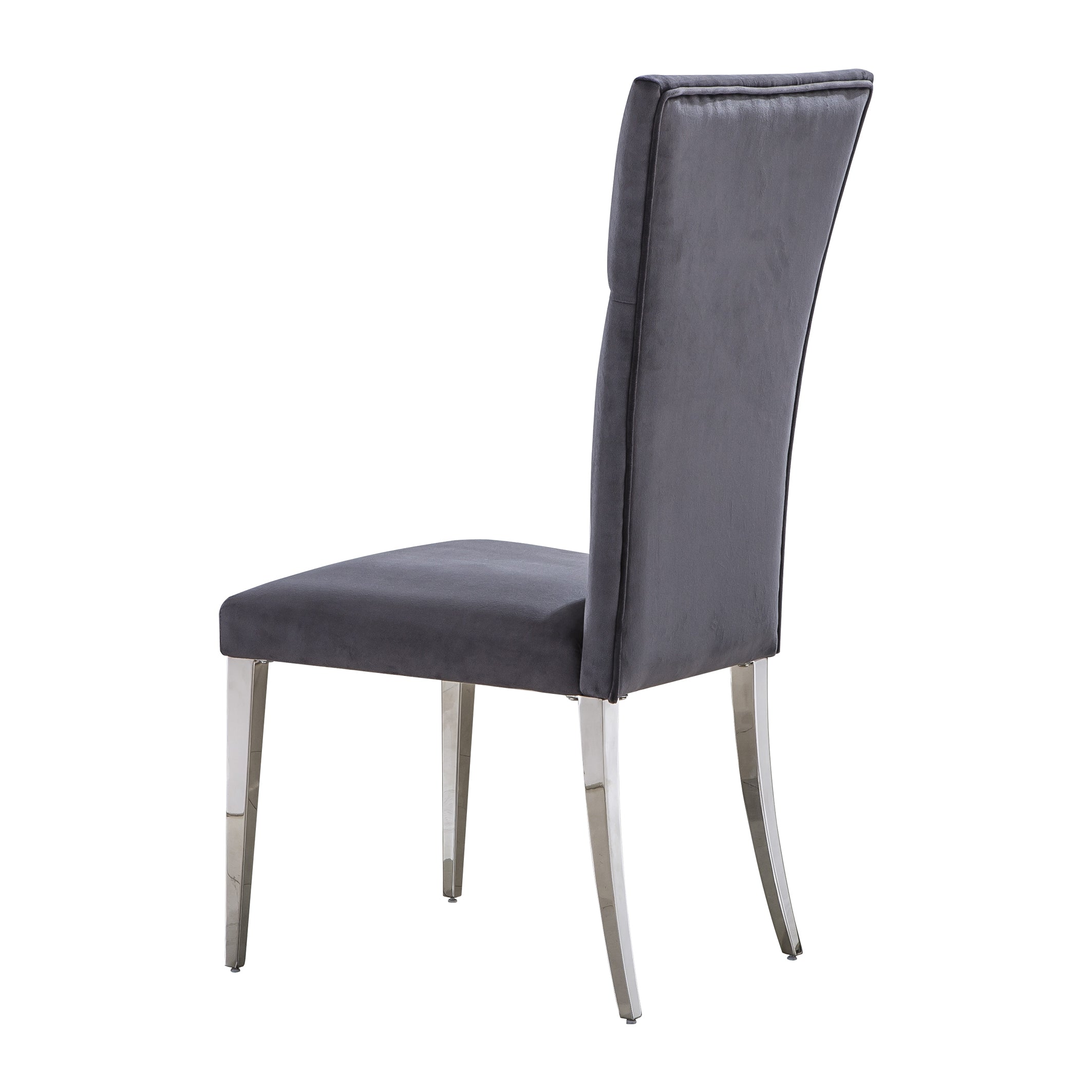 Gray Velvet Dining Chairs | Buttons Tufted | High Back| C124