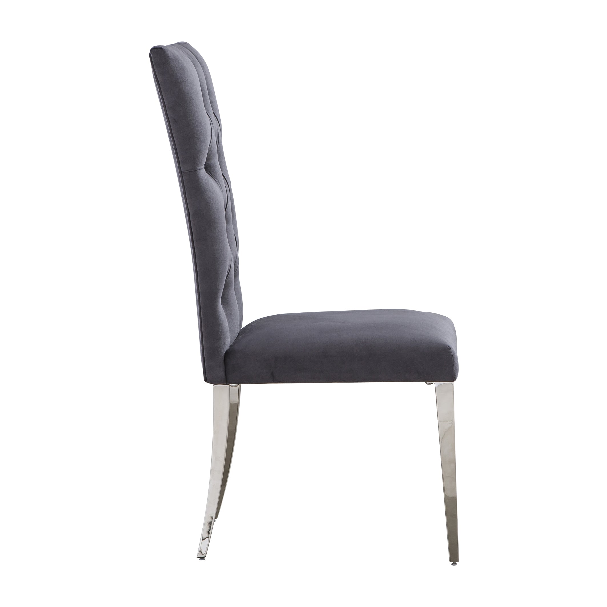 Gray Velvet Dining Chairs | Buttons Tufted | High Back| C124
