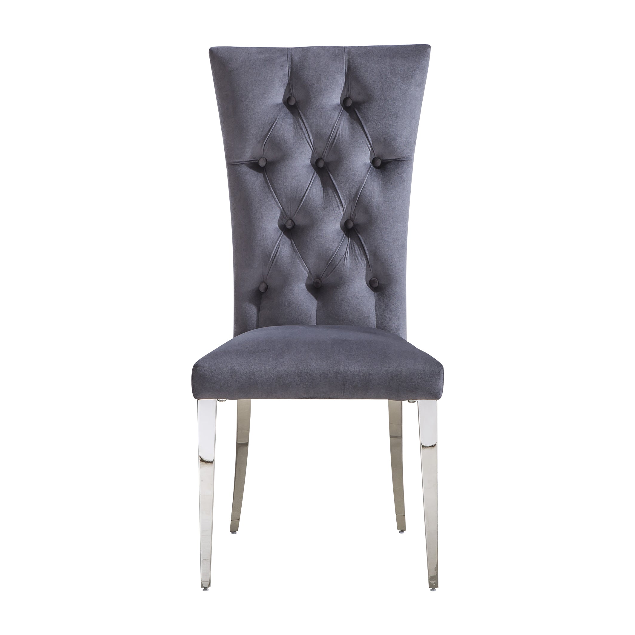 Gray Velvet Dining Chairs | Buttons Tufted | High Back| C124