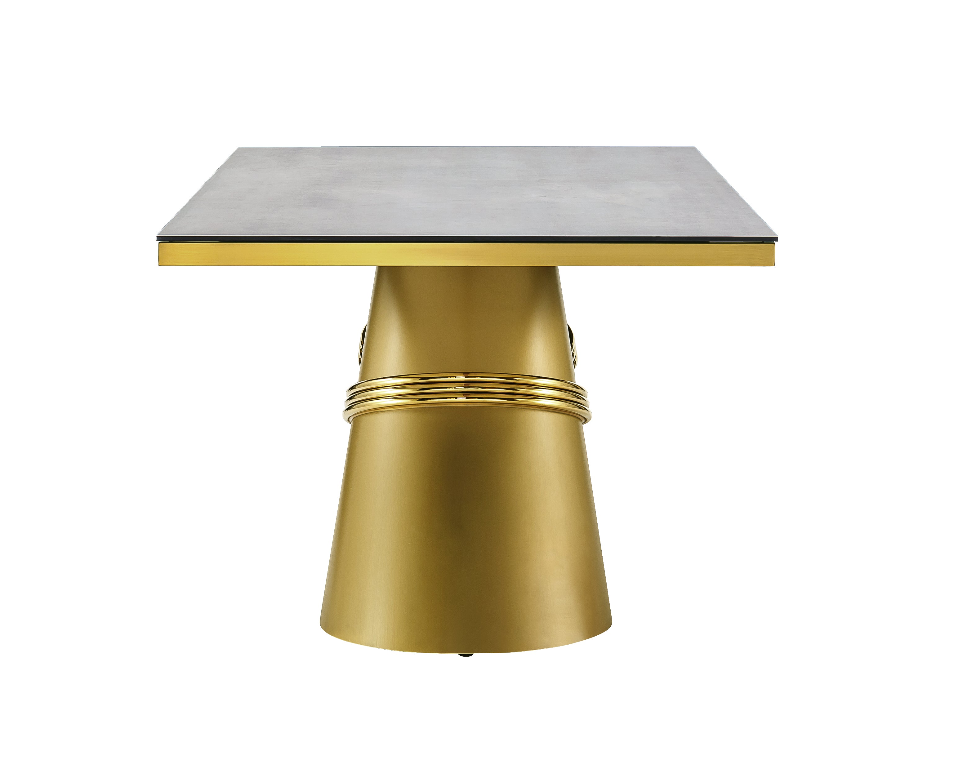 AUZ Dining table Brushed Gold Stainless Steel Legs for 6-8 Glass top Luxury Furniture