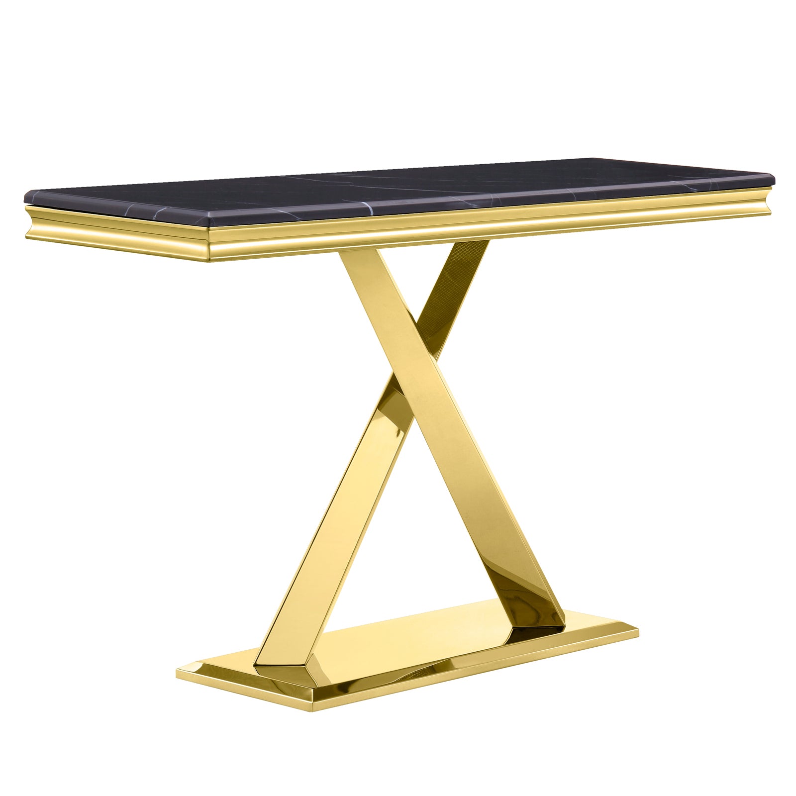 Black Gold Living room table Set | X Metal Base | L202