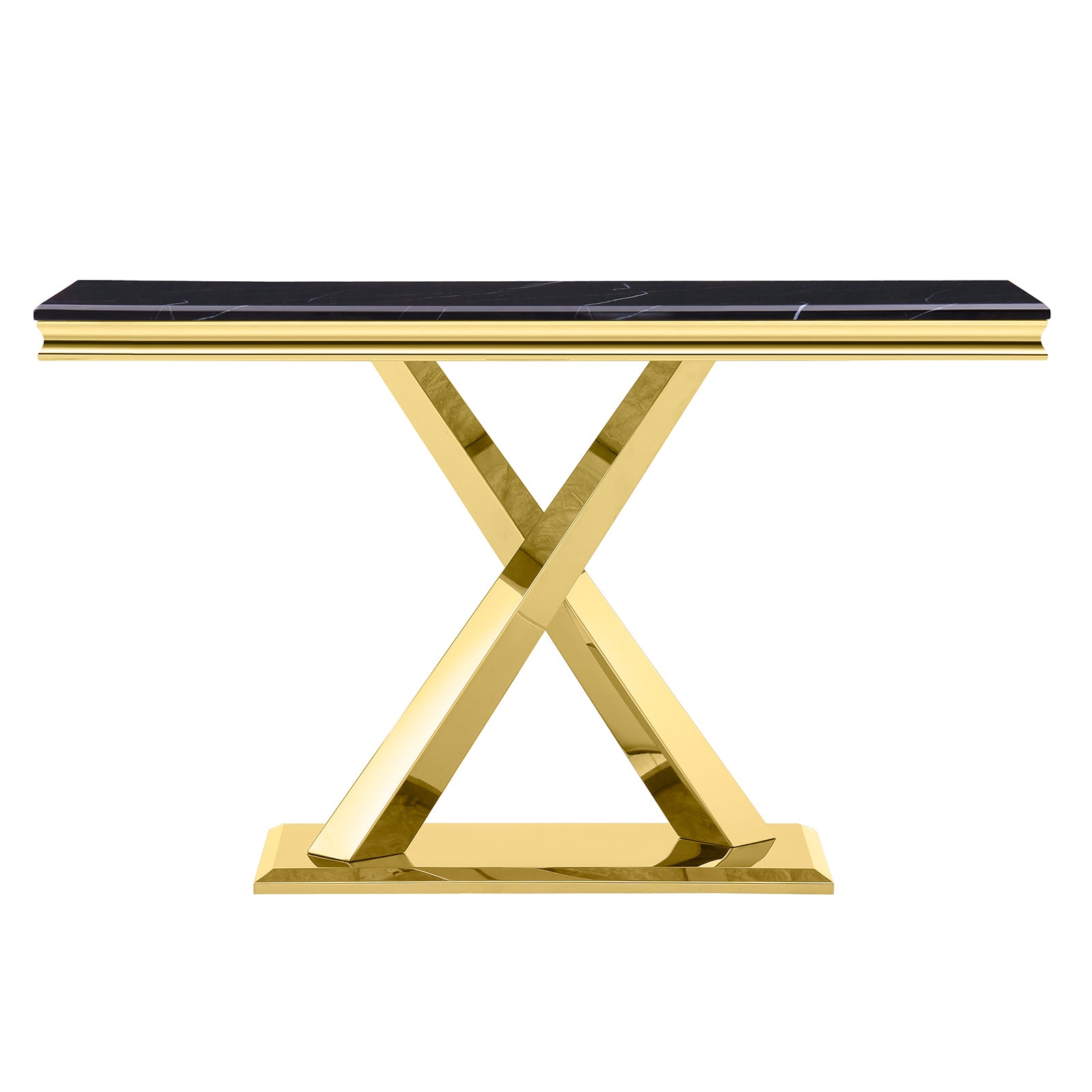 Black Gold Living room table Set | X Metal Base | L202