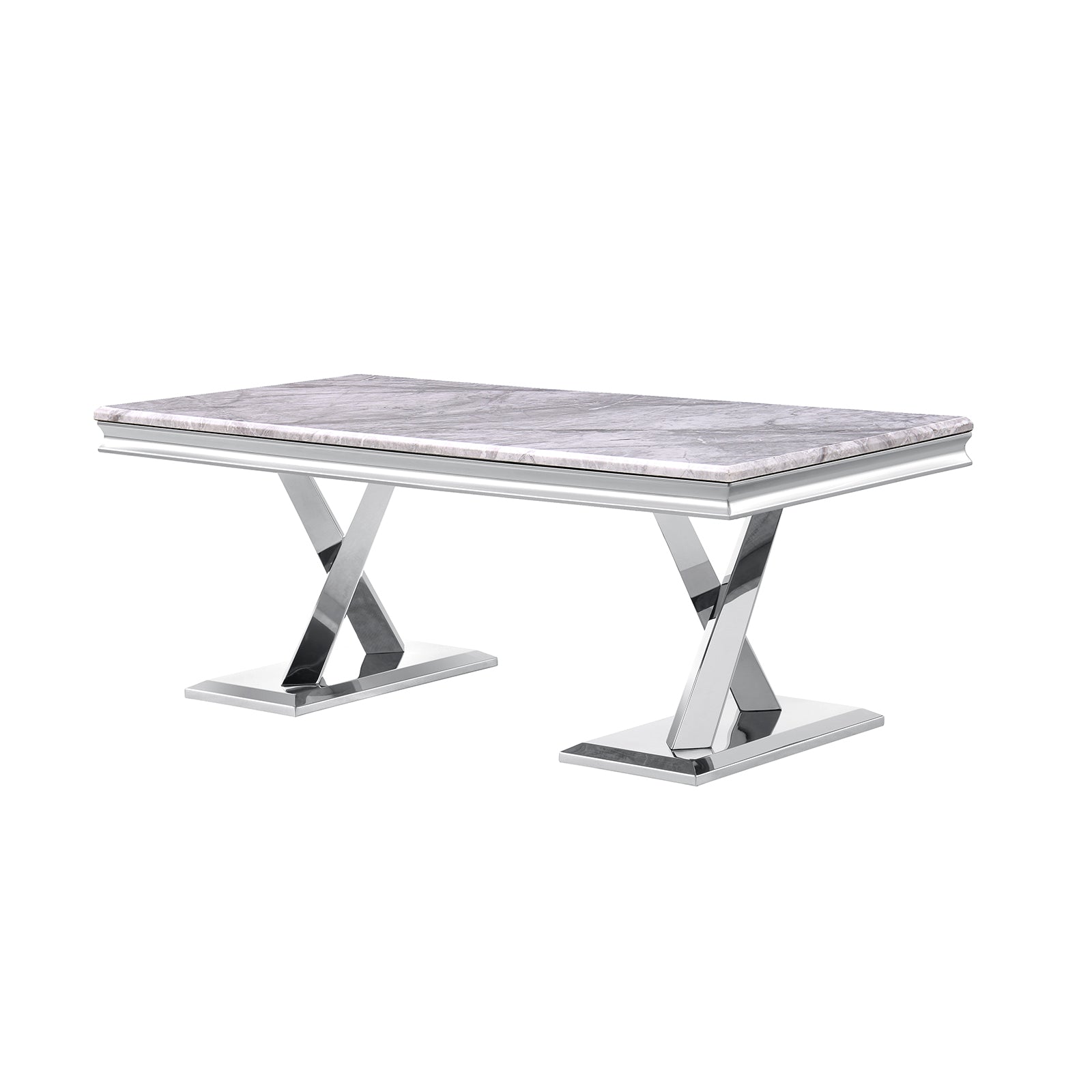 Silver Gray Living room table Set | X Metal Base | L201