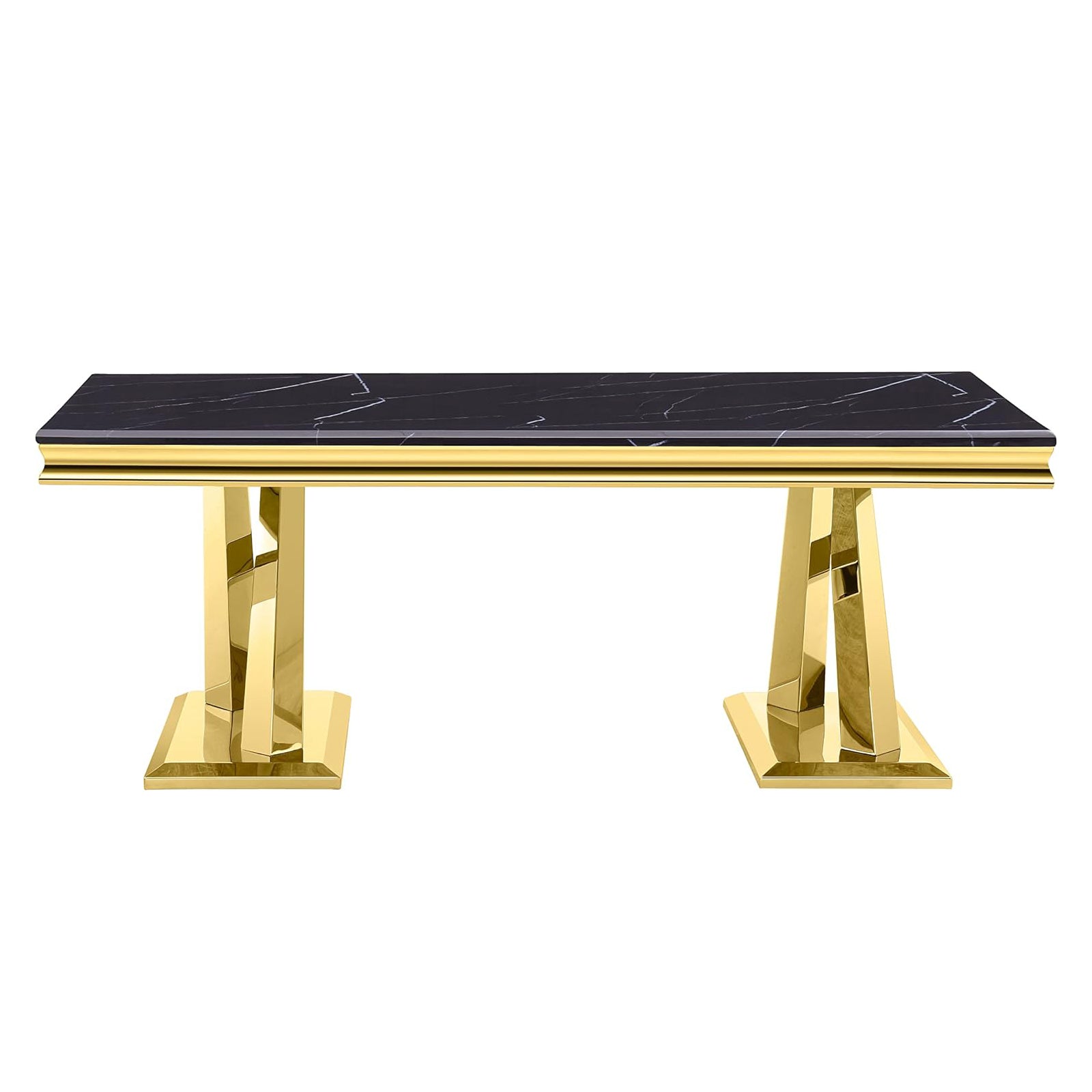 Black Gold Coffee Table With Metal X Base | F303