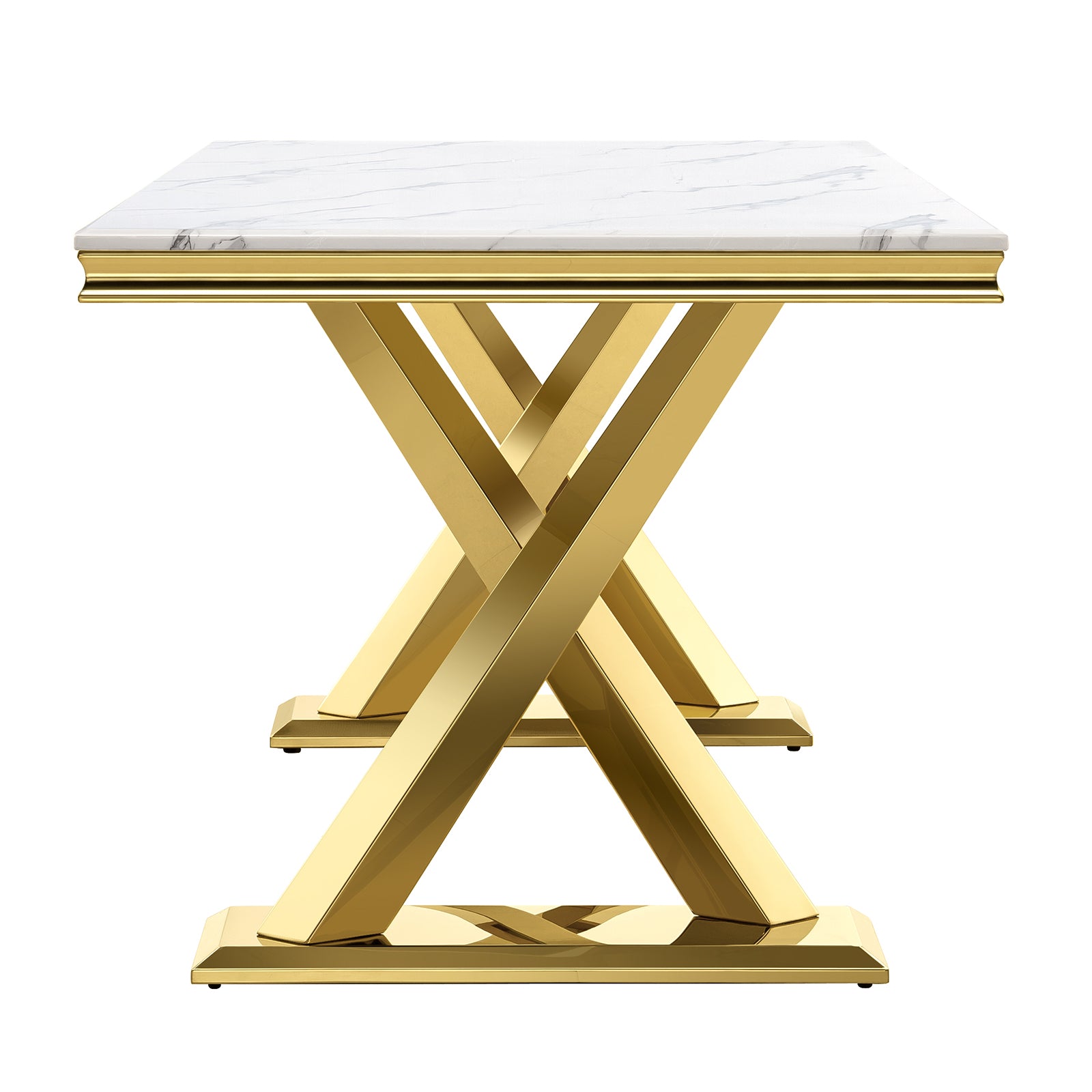 653-Set | AUZ White and Gold Dining room Sets for 6
