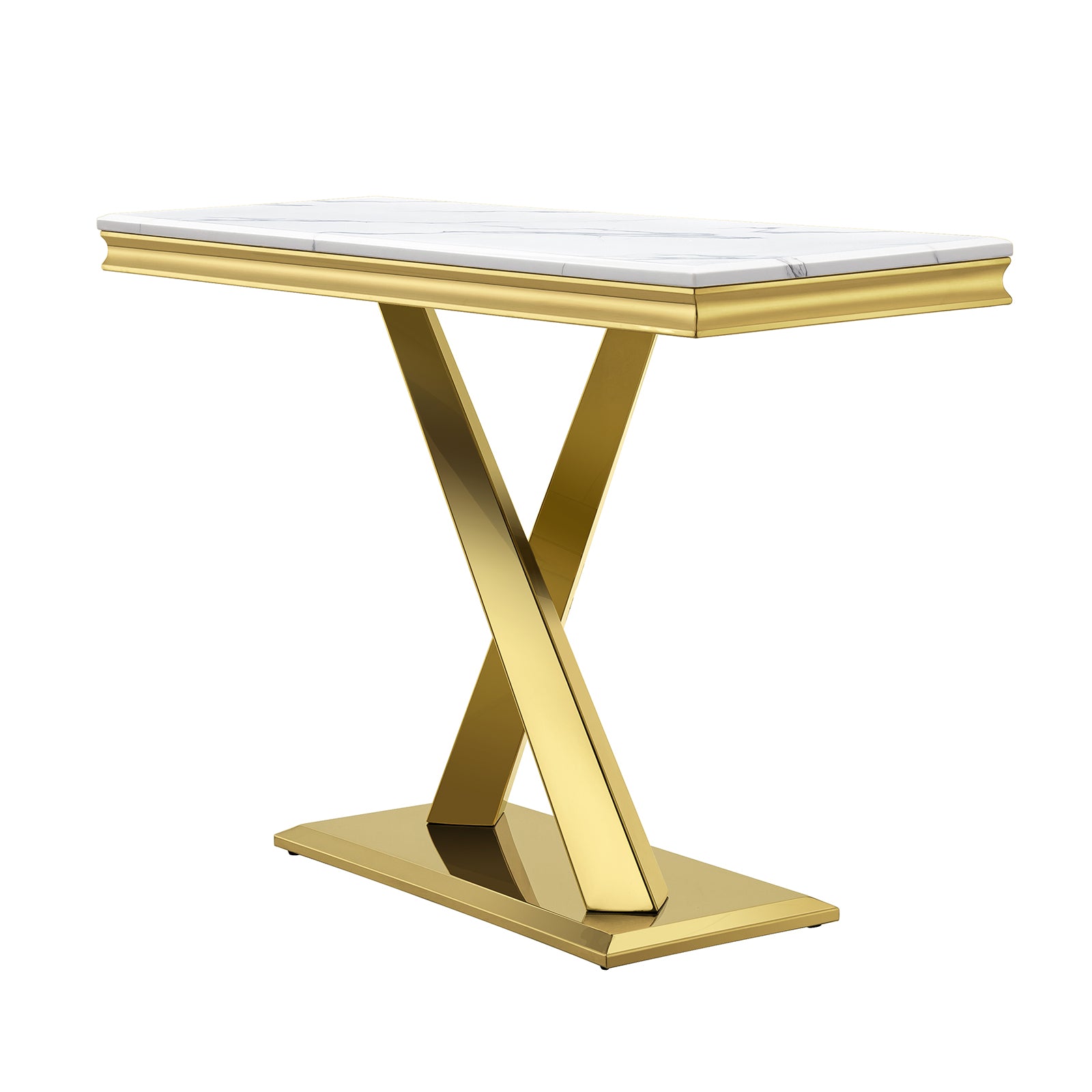 White Gold Living room table Set | Metal X Base | L200