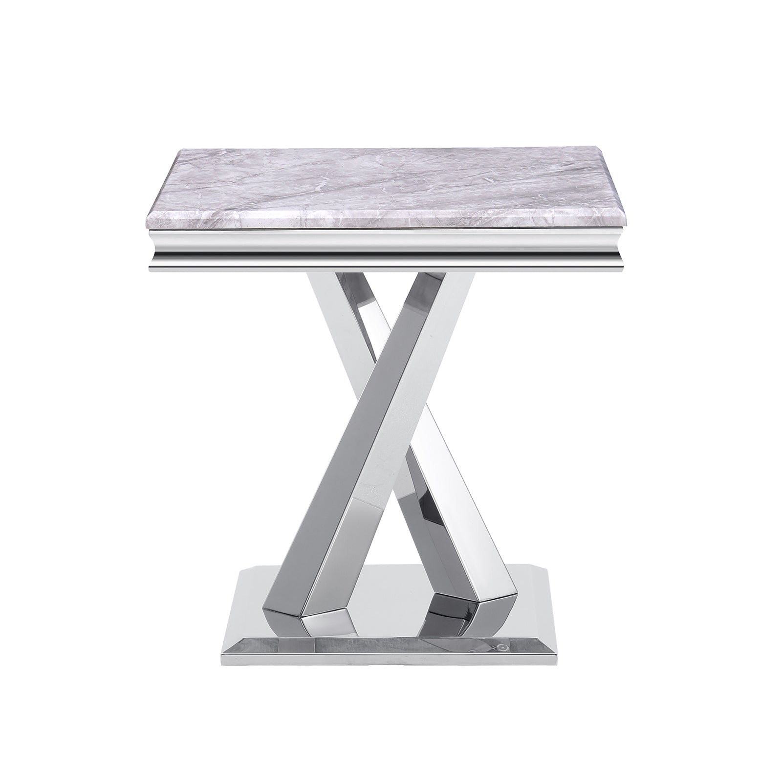 Silver Gray Living room table Set | X Metal Base | L201