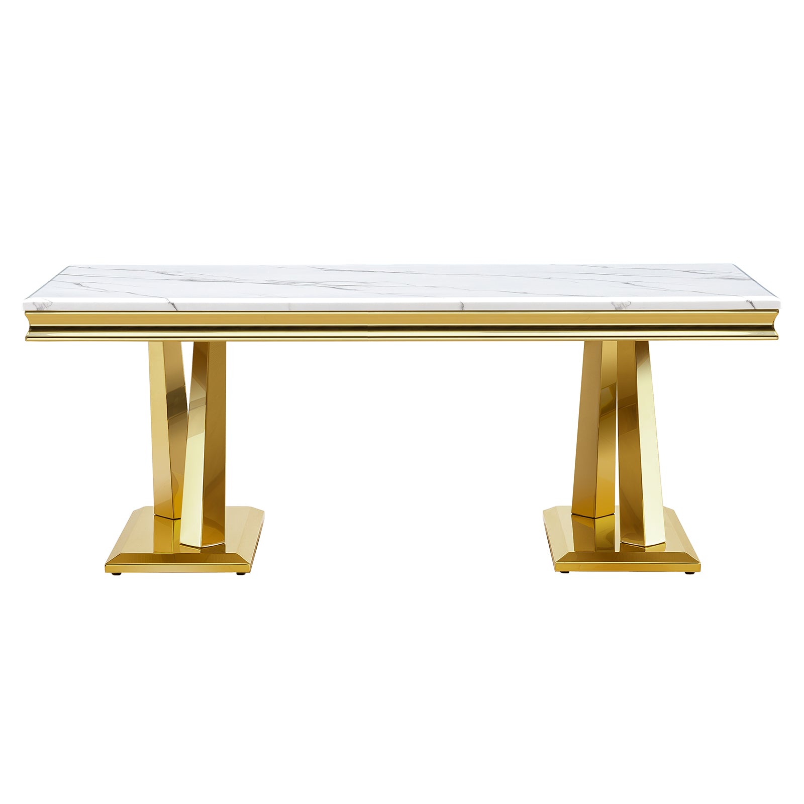 White Gold Living room table Set | Metal X Base | L200