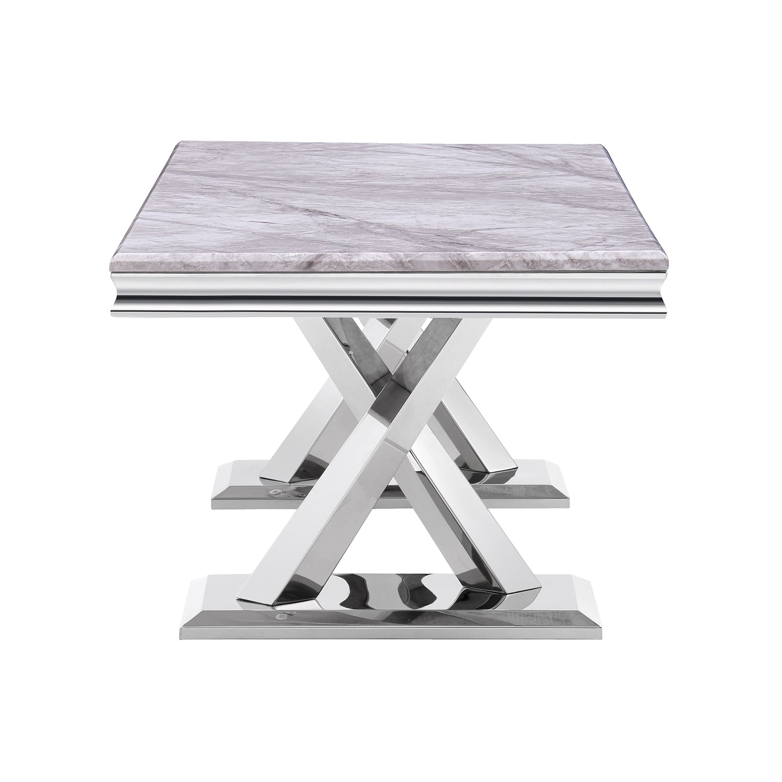 Silver Gray Living room table Set | X Metal Base | L201