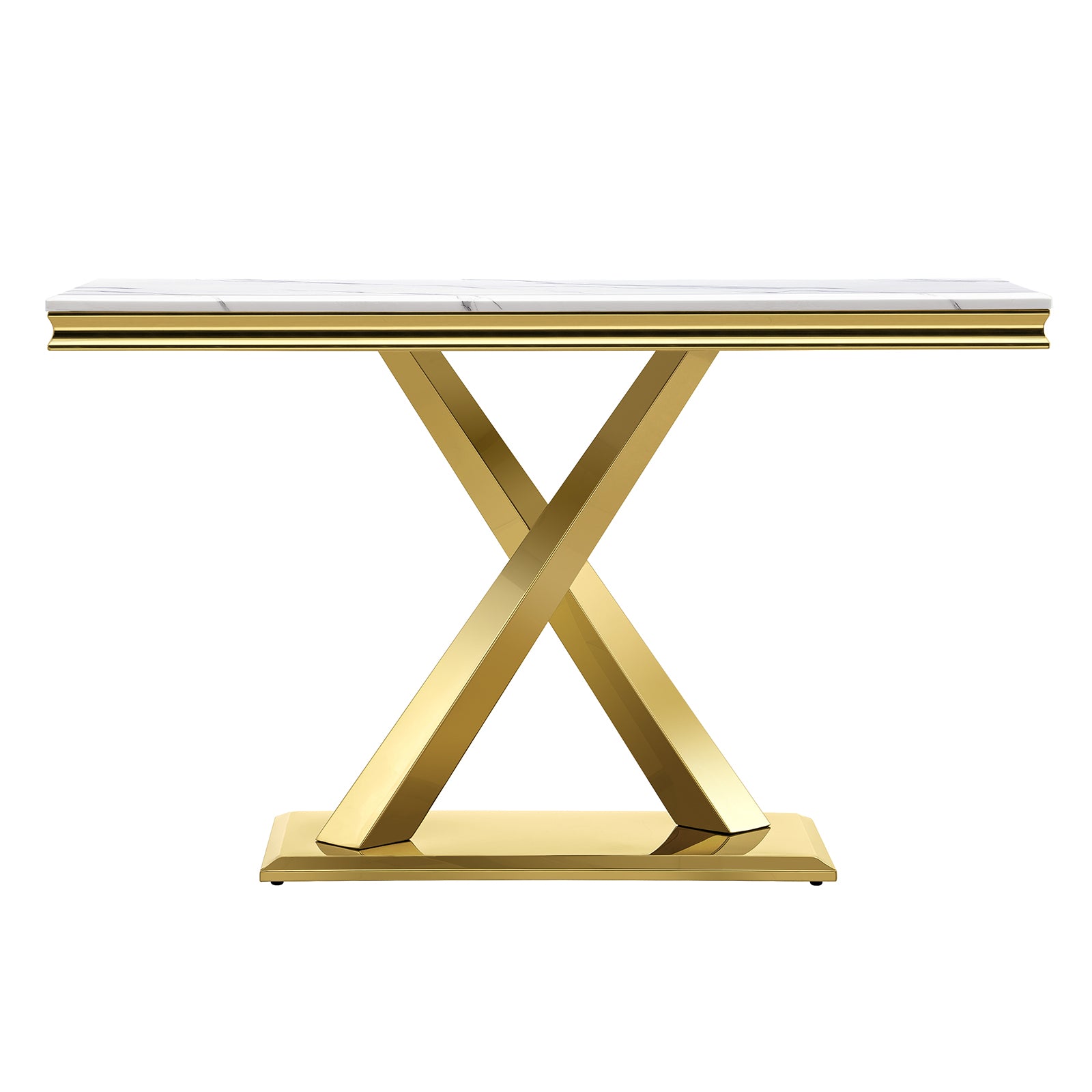 White Gold Living room table Set | Metal X Base | L200