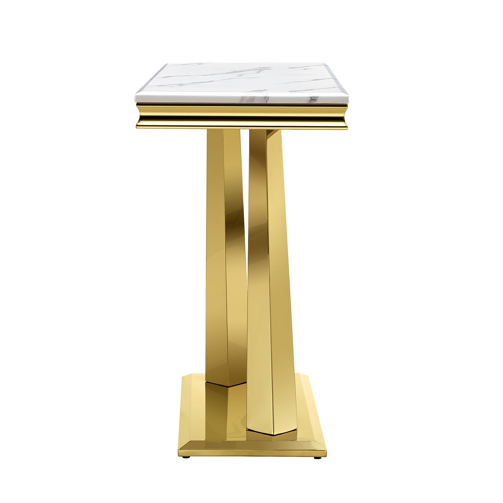 White Gold Sofa Table with Metal X- Base | S522