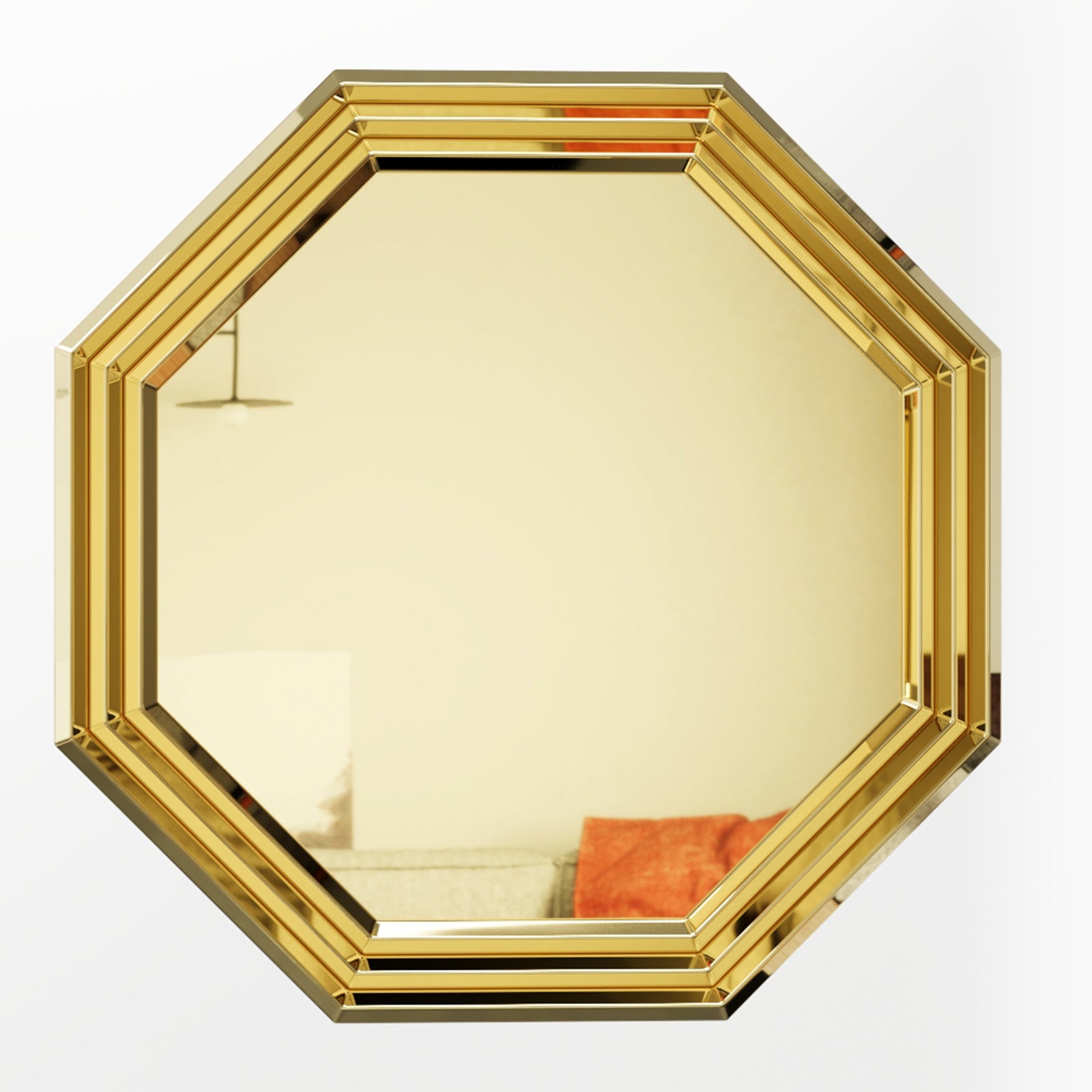 Gold 24" Octagon Geometric Mirror Wall | W101