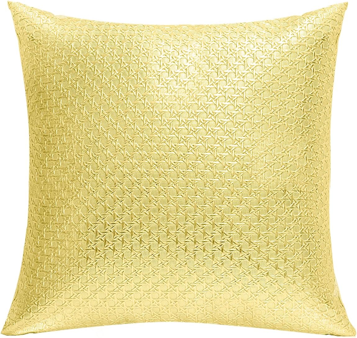 Gold Star pattern leather pillow case | 18''×18'' | P101