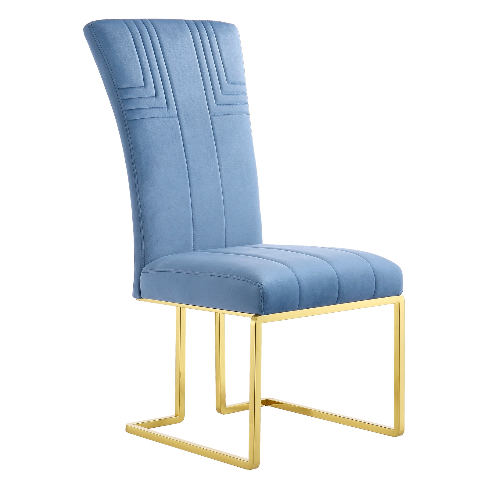 Sky Blue Velvet dining chairs | Metal Sled Base| C122
