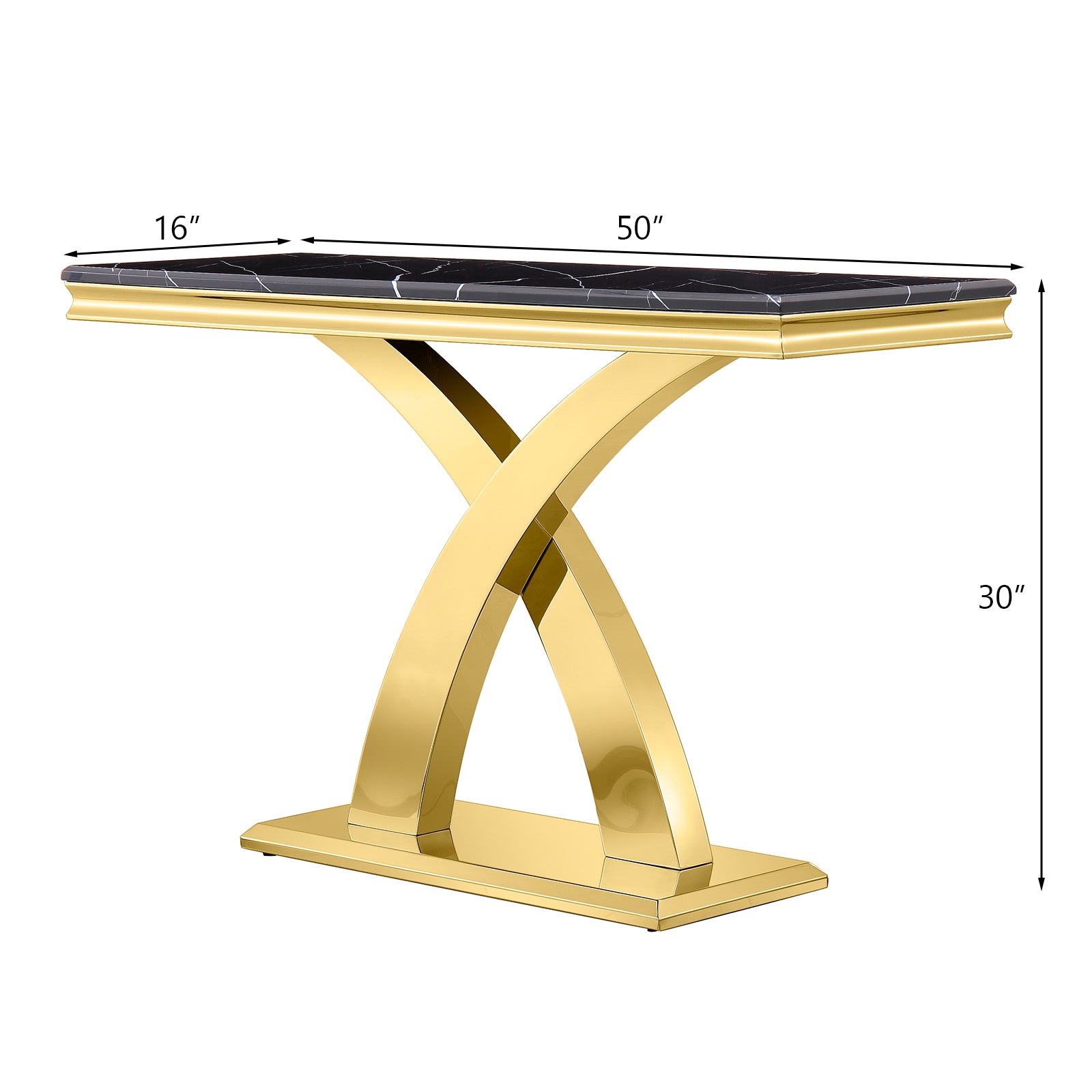 Black Gold Sofa Table with Metal X Base | S505