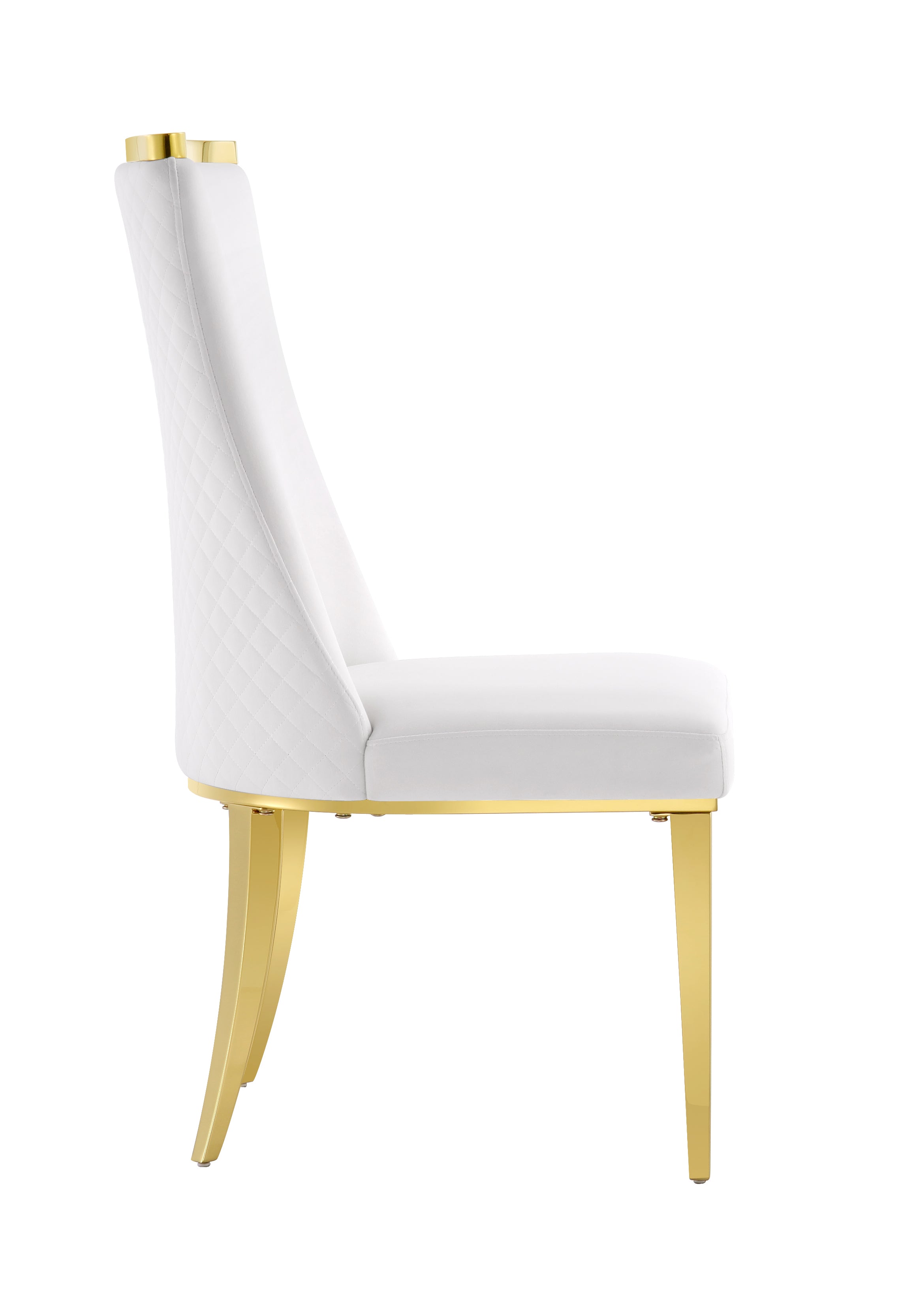 White Velvet Dining Chairs | Reticulate Texture Back| Gold Metal Legs | C137
