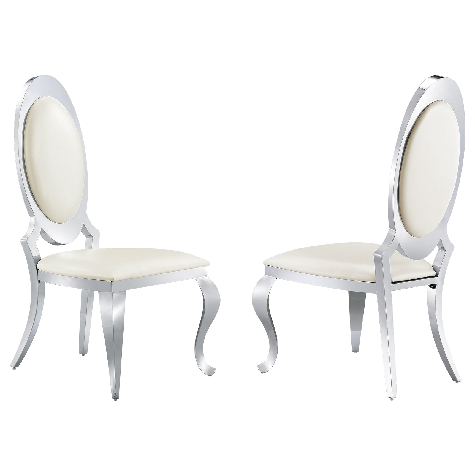 King Louis Chairs | White leather | Oval Back | C111