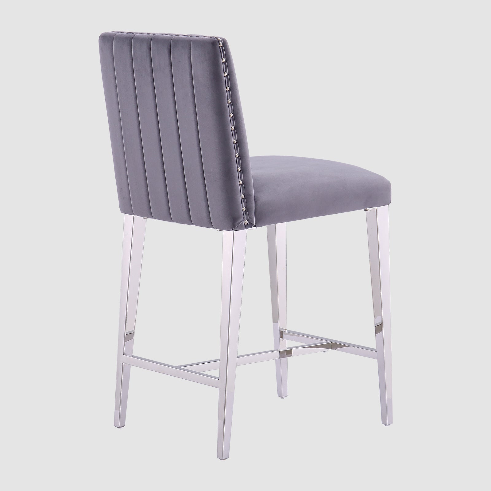 Counter Height Bar Stools | Gray Velvet | 24.8-Inch Height