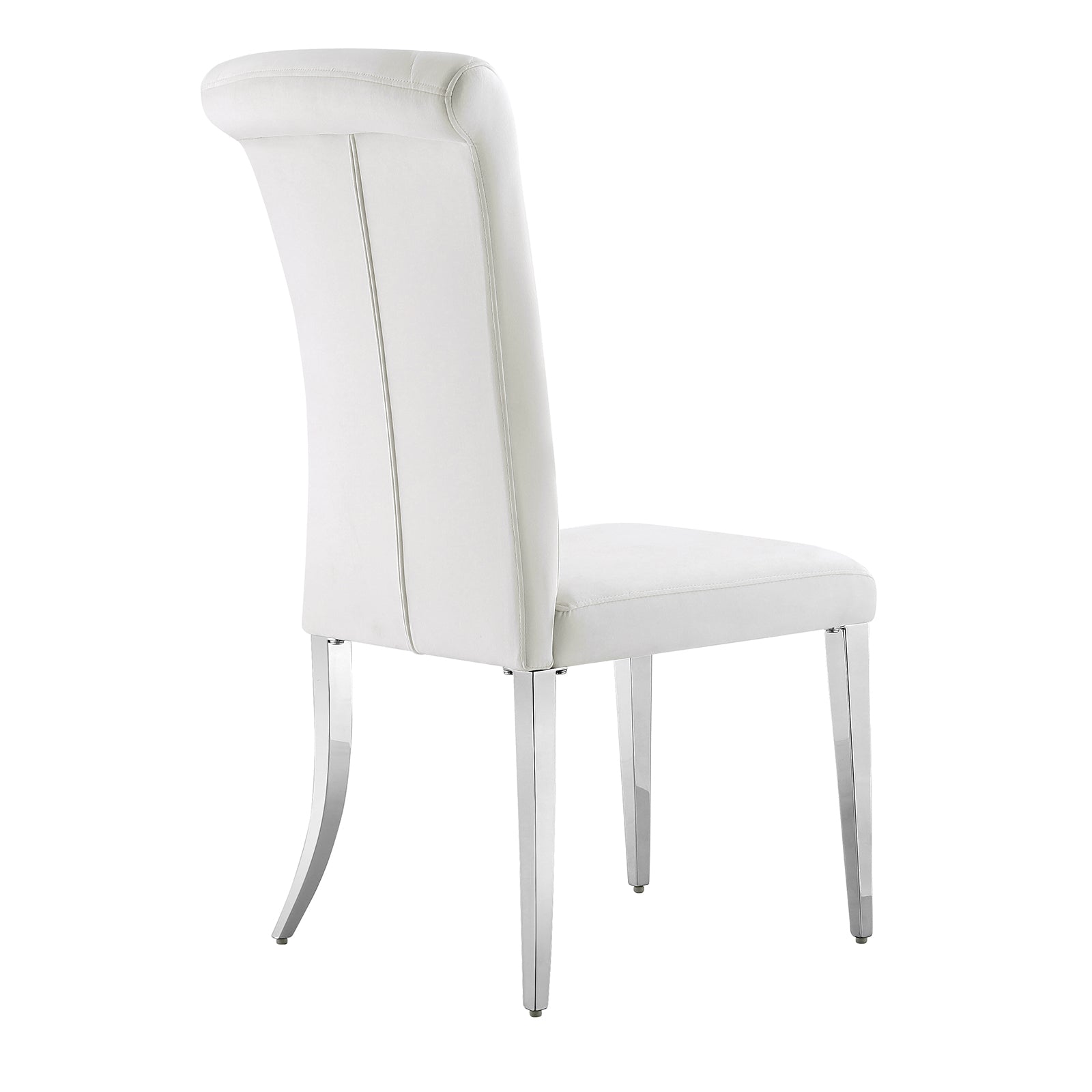 White velvet dining chairs | High Rolled Back | Silver metal legs | C171