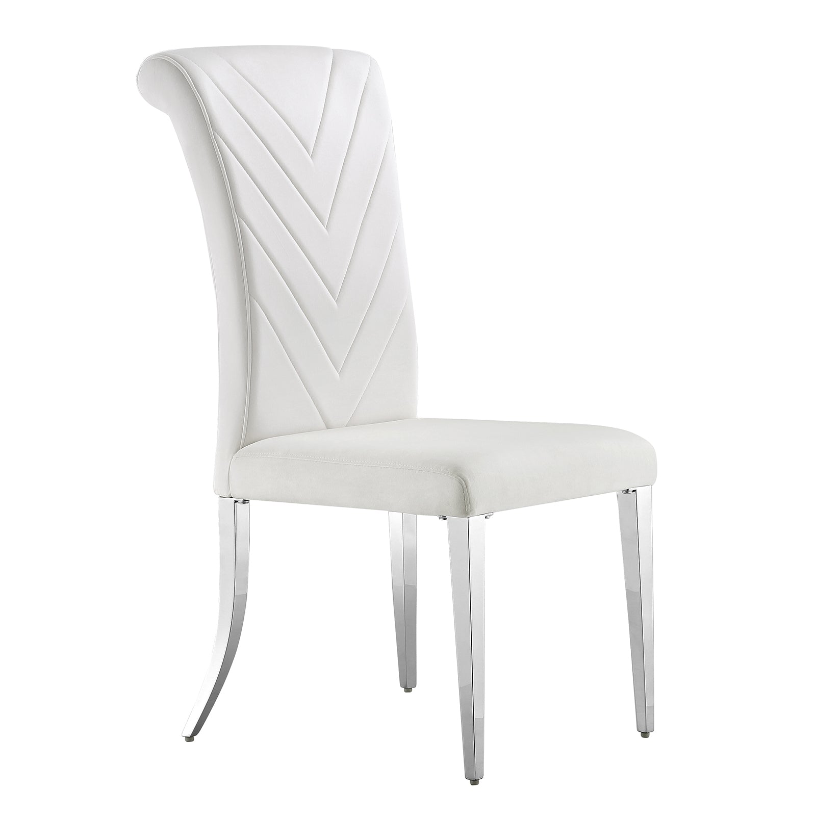 White velvet dining chairs | High Rolled Back | Silver metal legs | C171