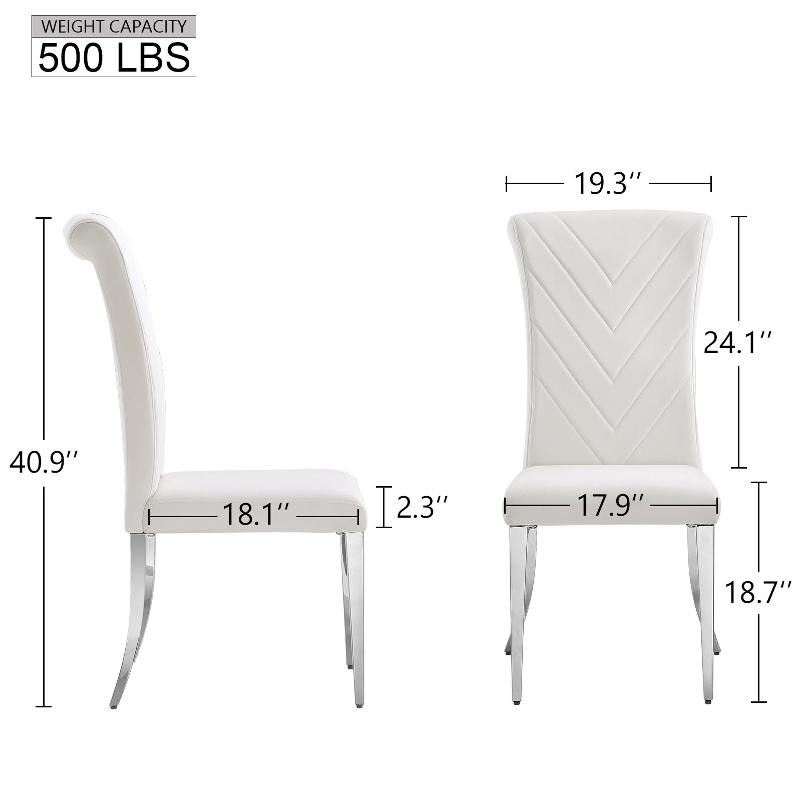 White velvet dining chairs | High Rolled Back | Silver metal legs | C171