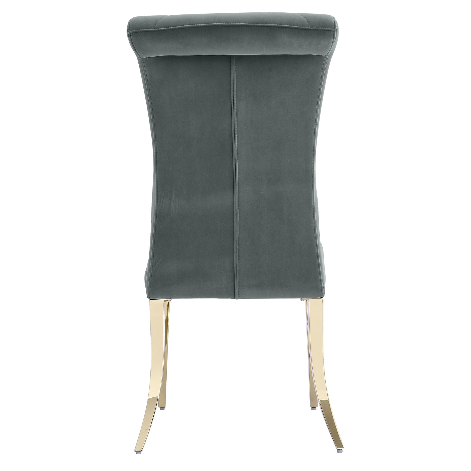 Gray velvet dining chairs | High Rolled Back | Gold metal legs | C169