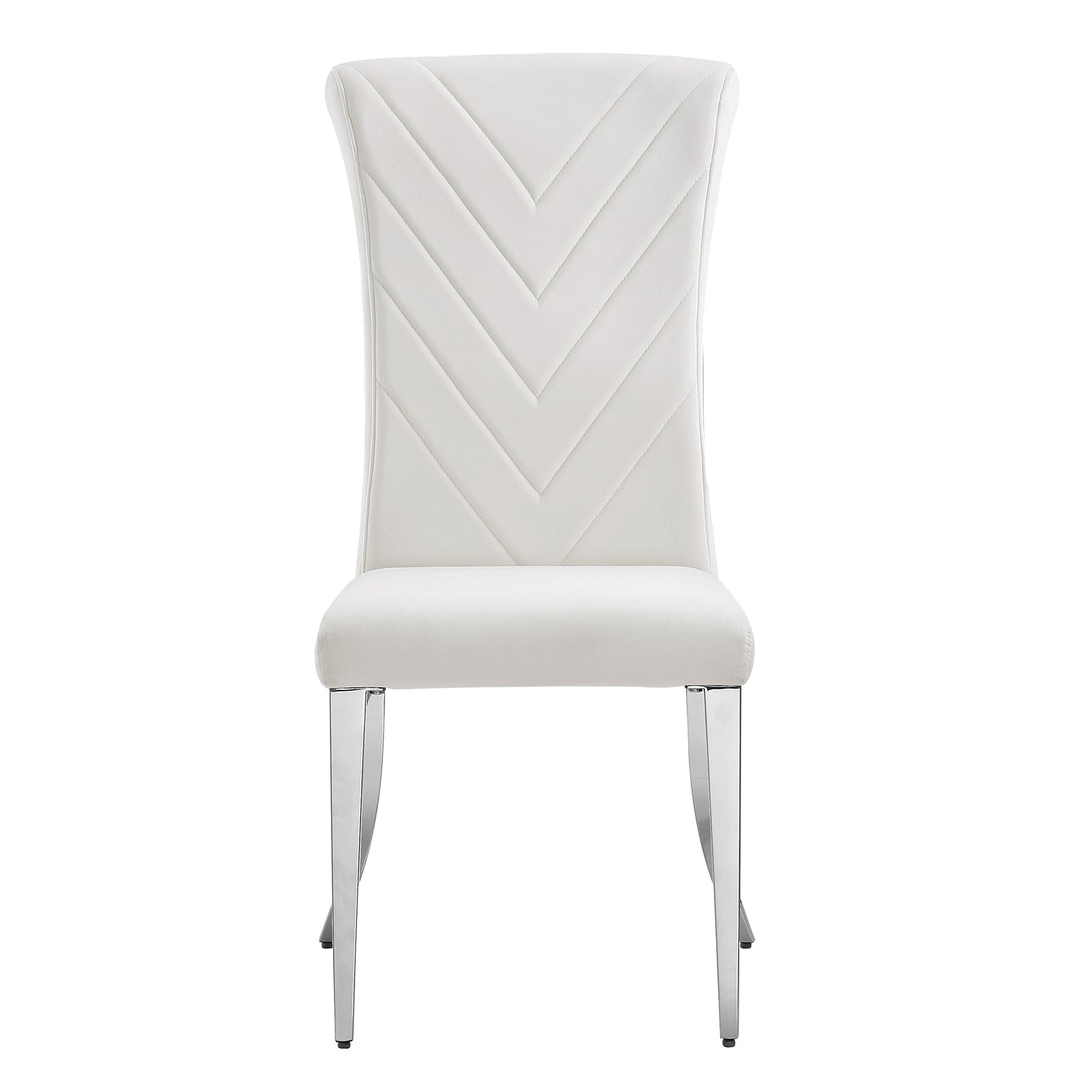 White velvet dining chairs | High Rolled Back | Silver metal legs | C171