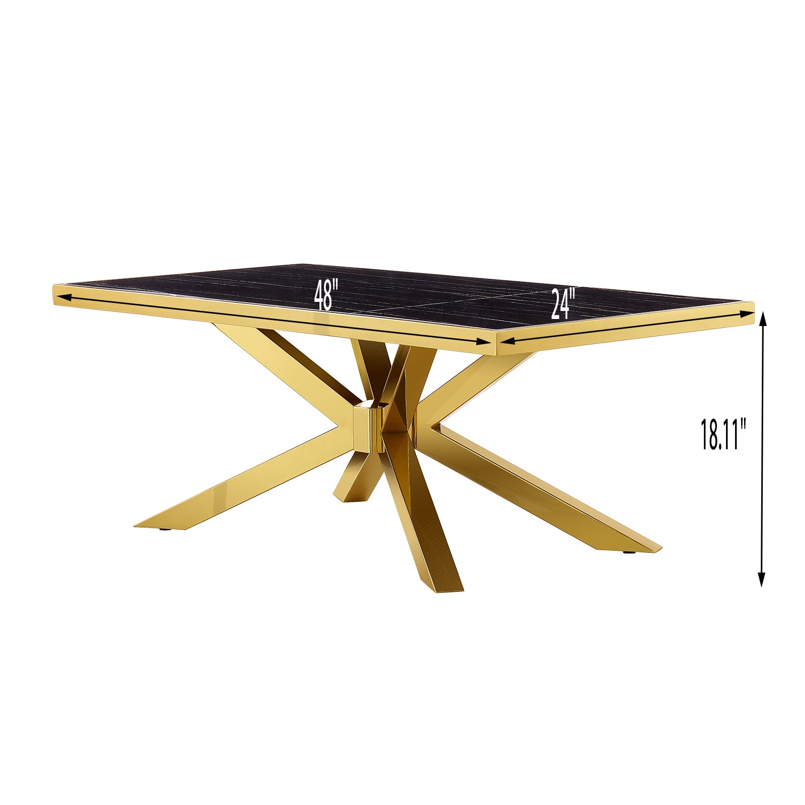 Coffee Table with Gold Cross Metal Base | F309