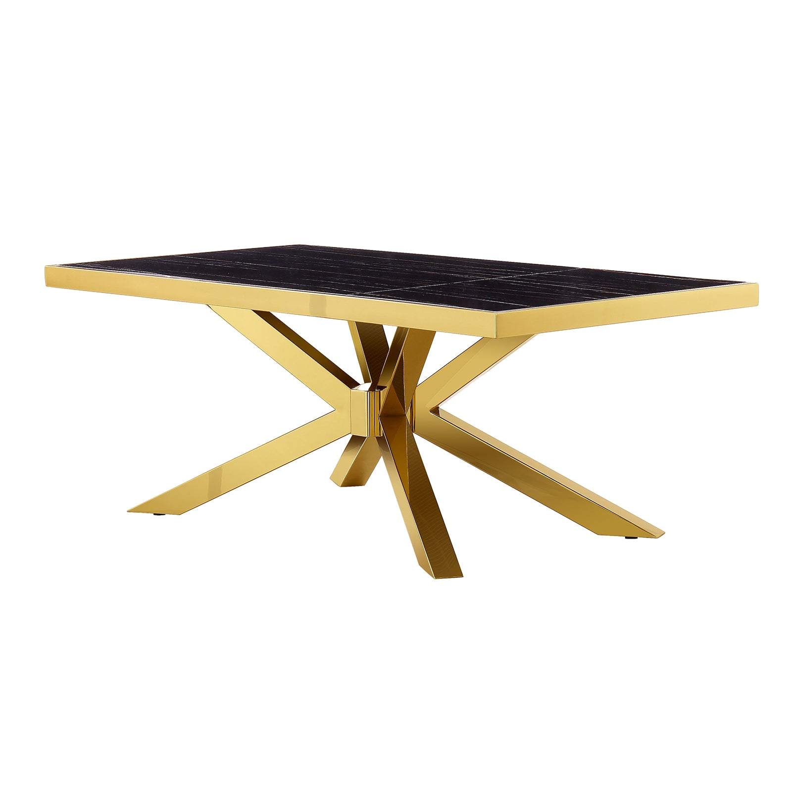 Black and Gold Living room table Set | Metal X Base | L215