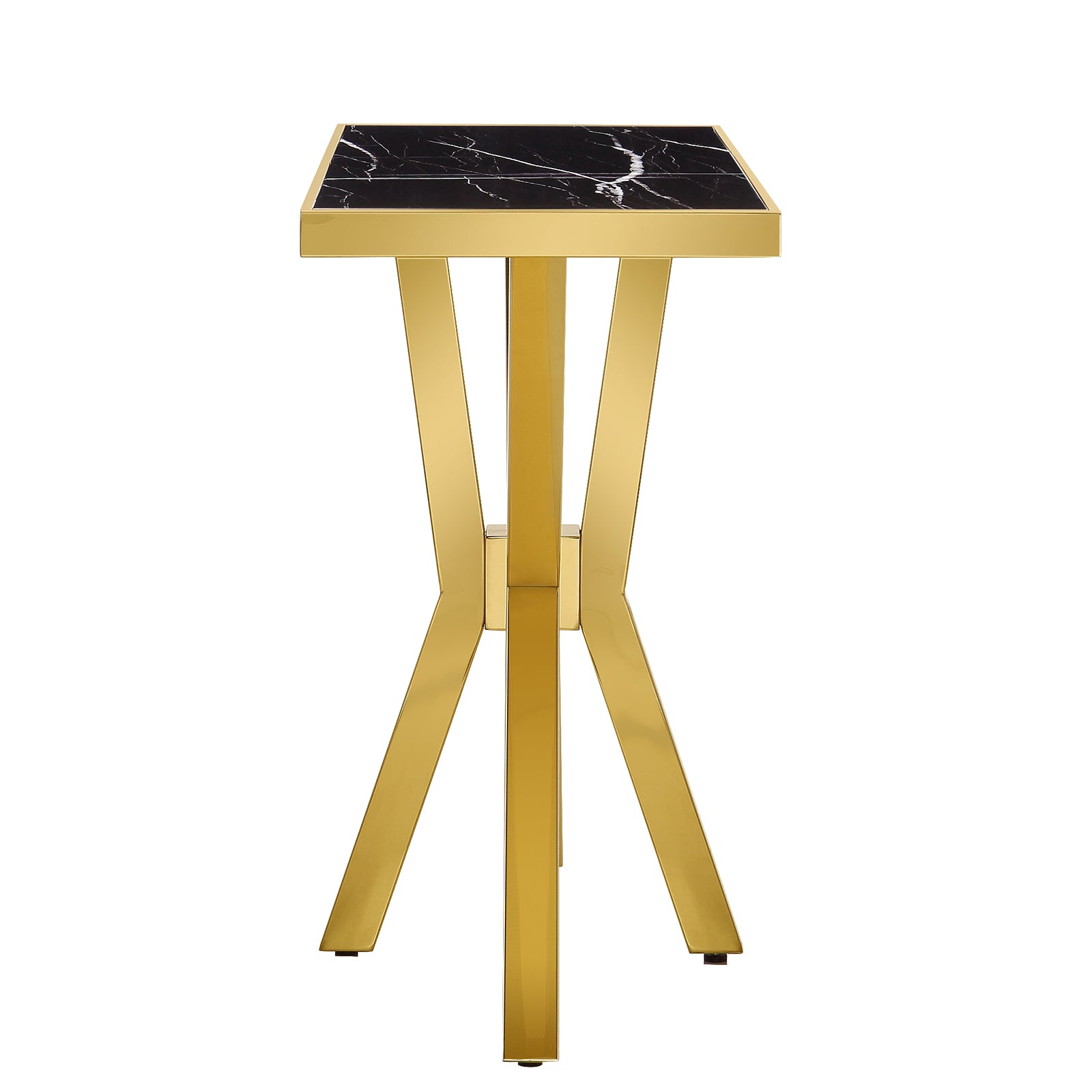 Black Gold Sofa Table with Metal Cross Legs | S516