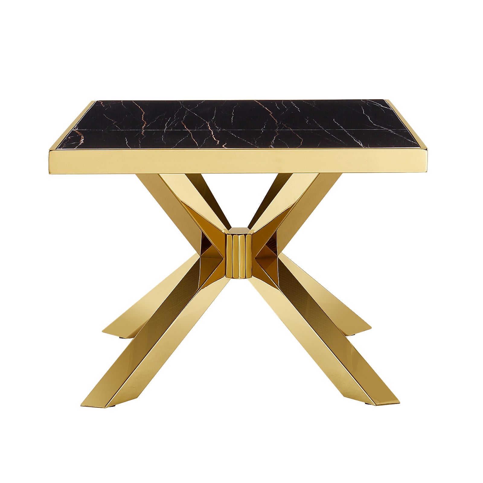 Black and Gold Living room table Set | Metal X Base | L215