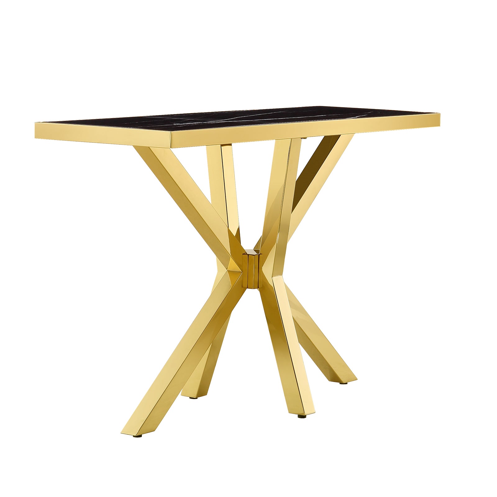 Black Gold Sofa Table with Metal Cross Legs | S516