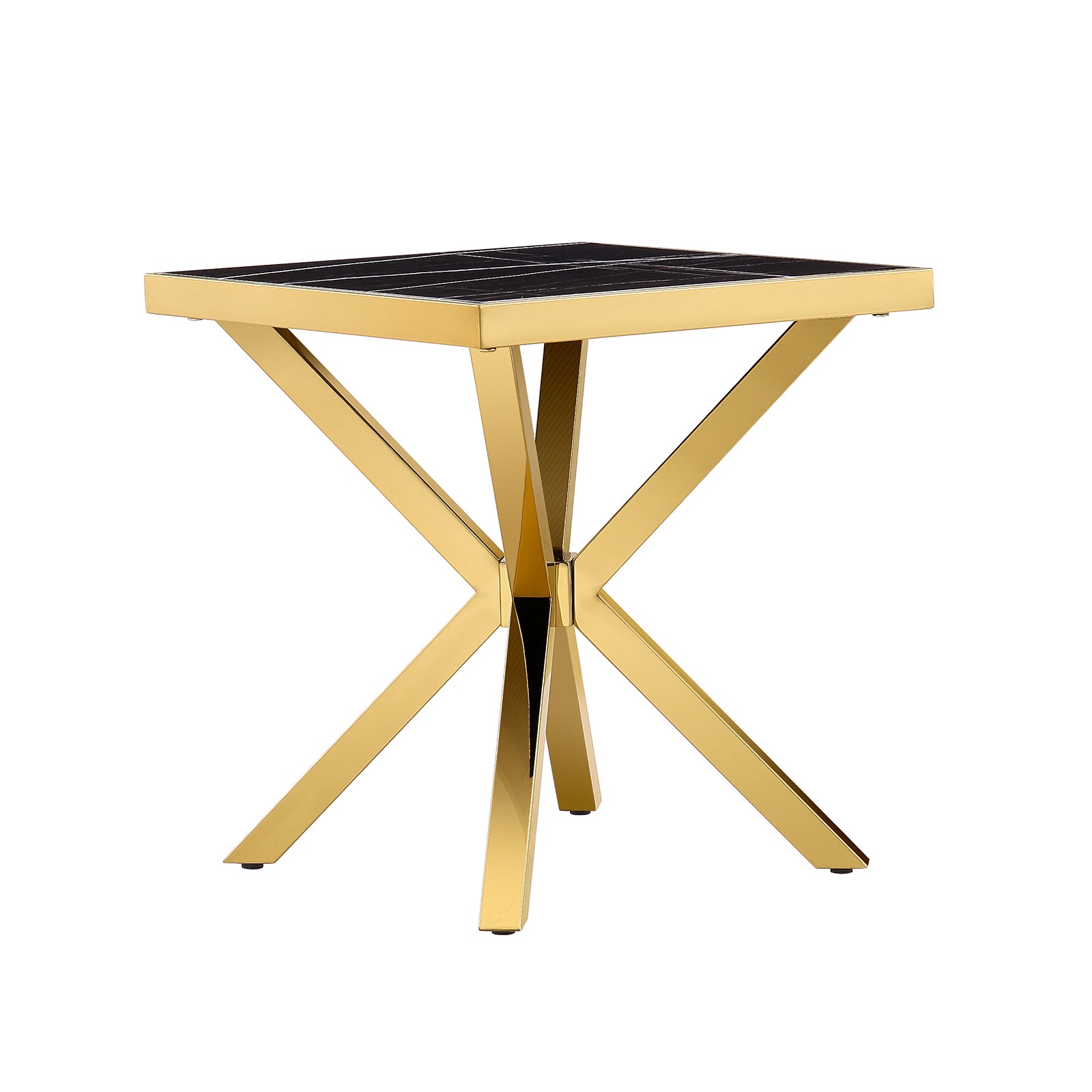 Gold End Table with Metal Cross Base | E408