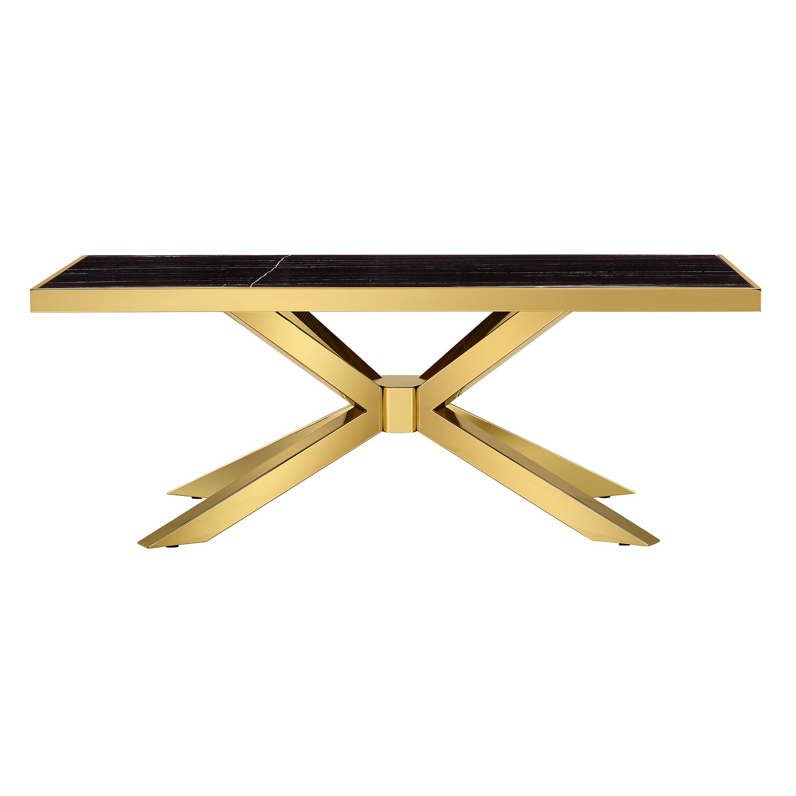 Coffee Table with Gold Cross Metal Base | F309