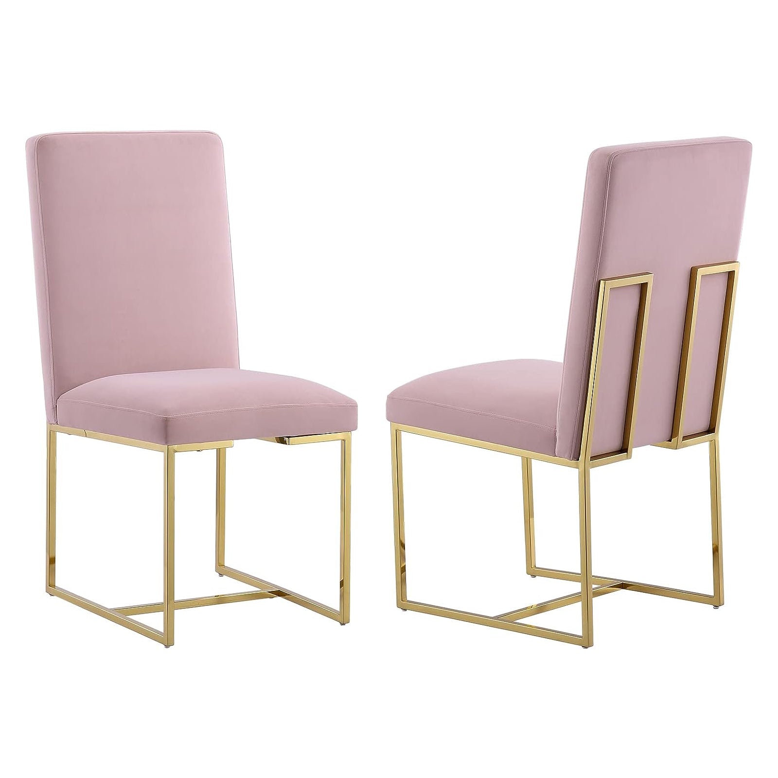 Pink Dining Chairs | Square backrest| Metal sled base | C148