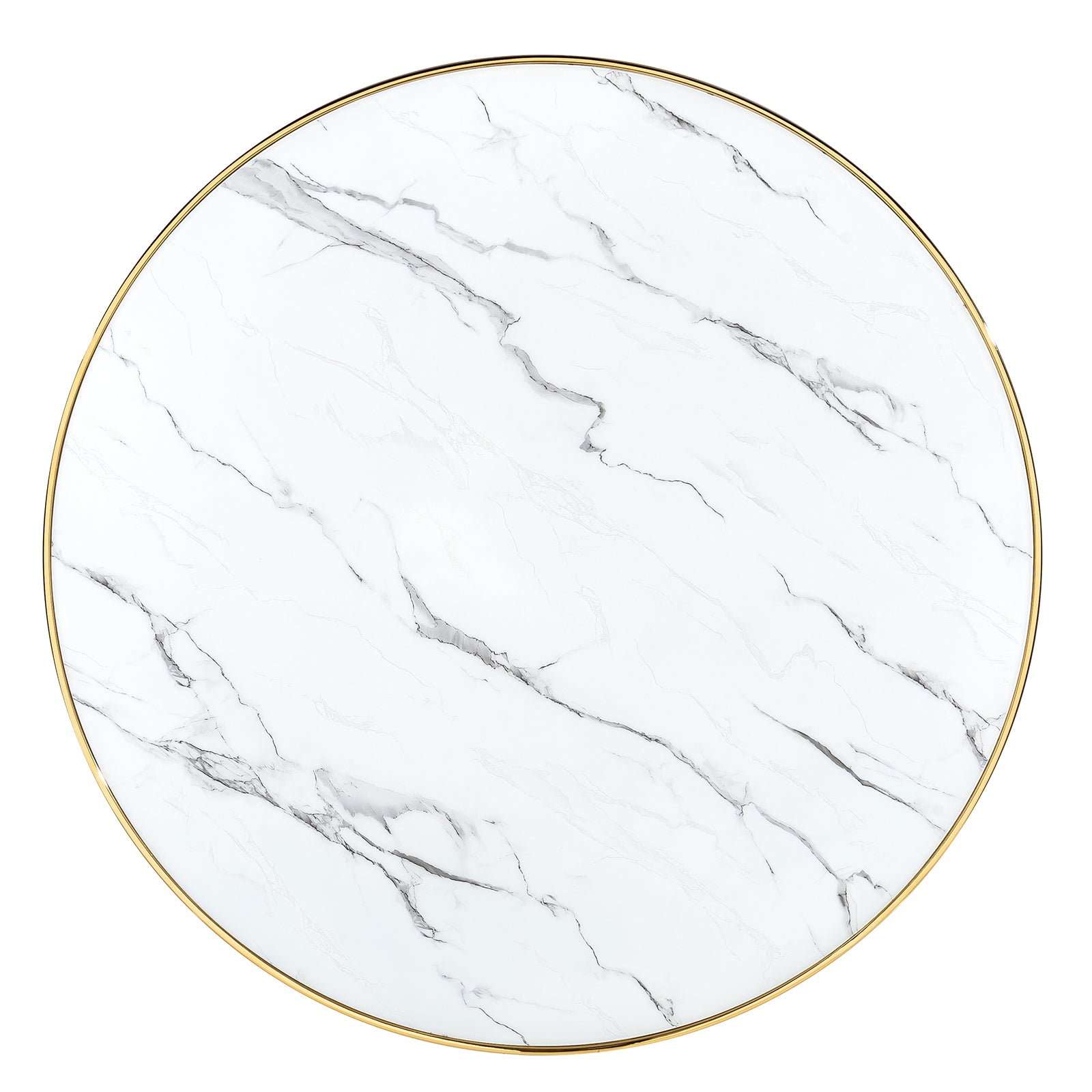 Round table | 45" White Round Top | Gold Metal X Base | T224