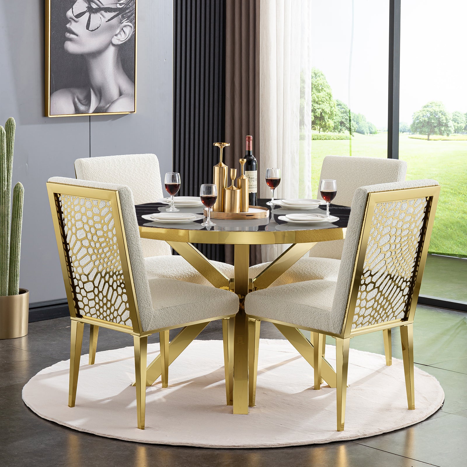 617-Set | AUZ Round Dining room Sets for 4