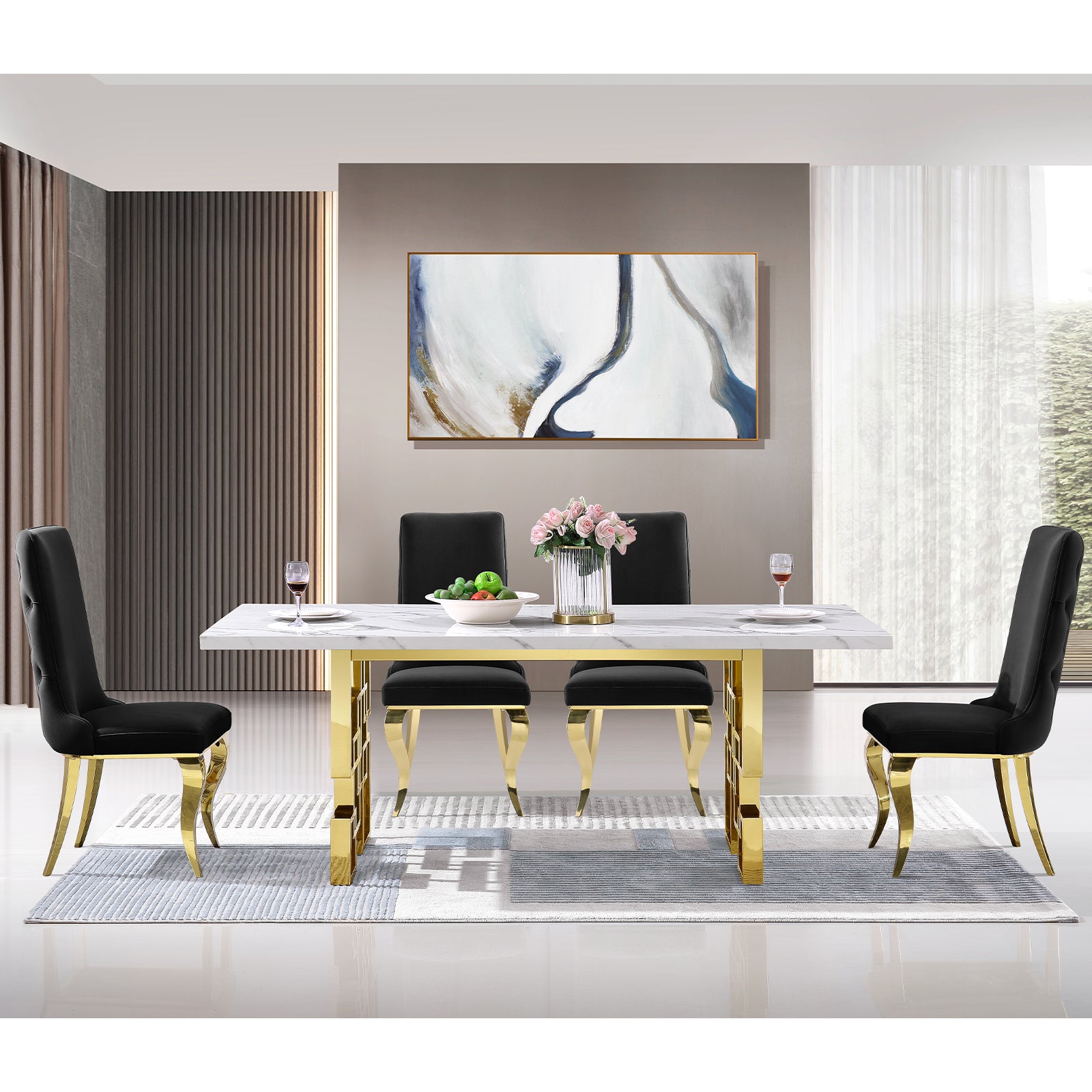 693 Set | AUZ Black and Gold Dining room Sets for 6