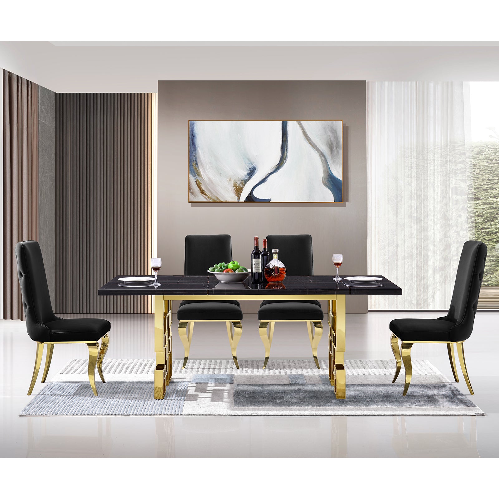 692 Set | AUZ Black and Gold Dining room Sets for 6