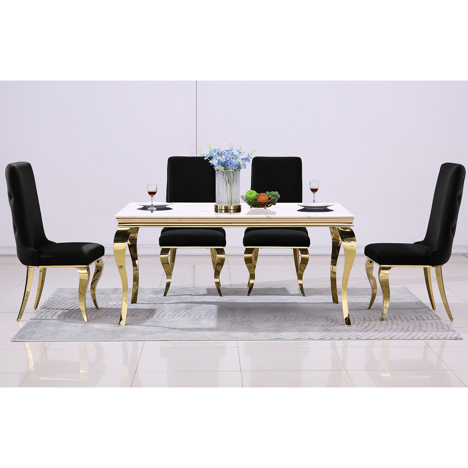 698 Set | AUZ White and gold Dining room Sets for 6