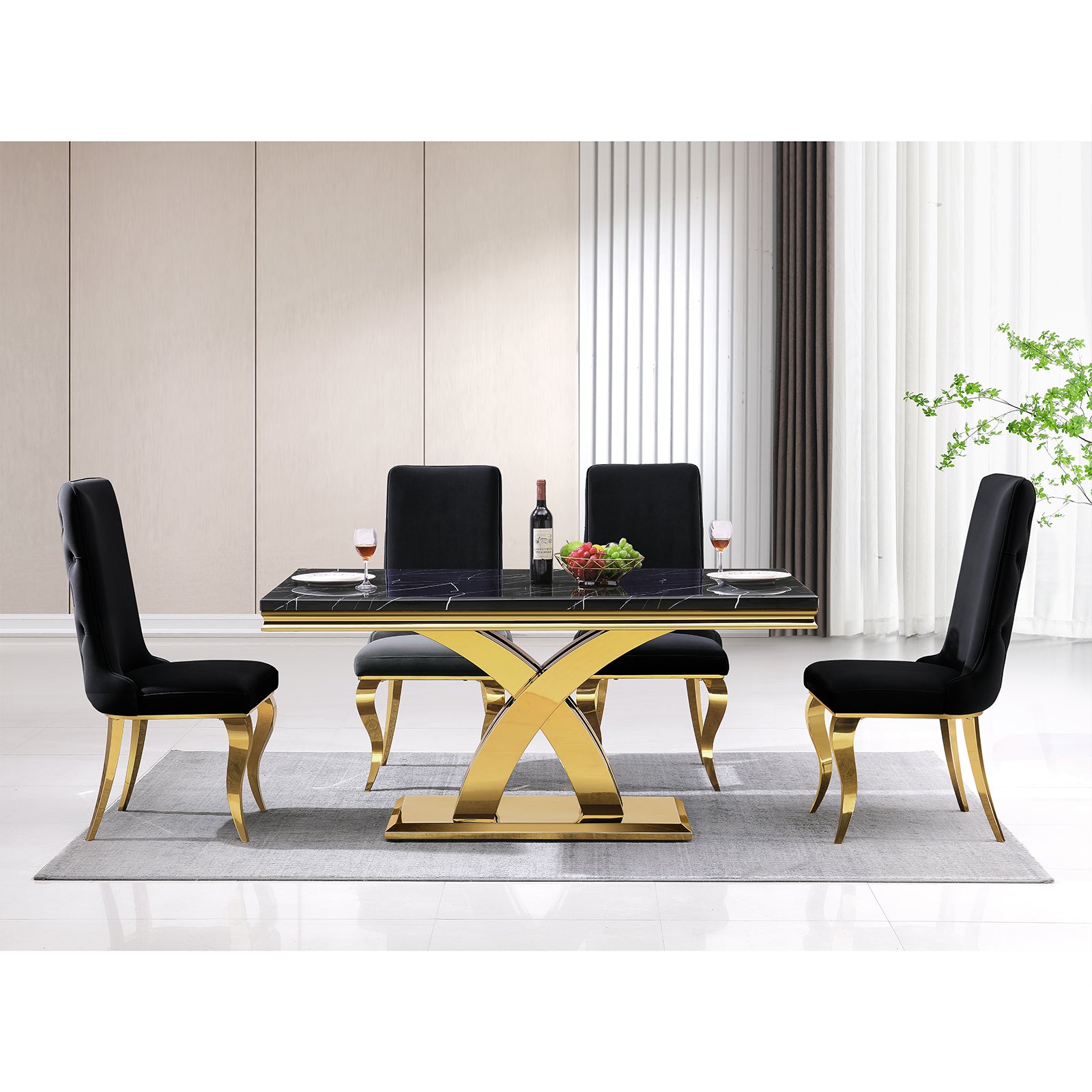 636-Set | AUZ Black and Gold Dining room Sets for 6