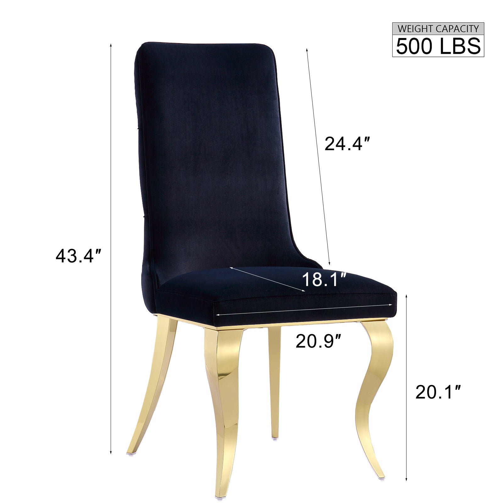 Wholesale Black Gold velvet Dining Chairs