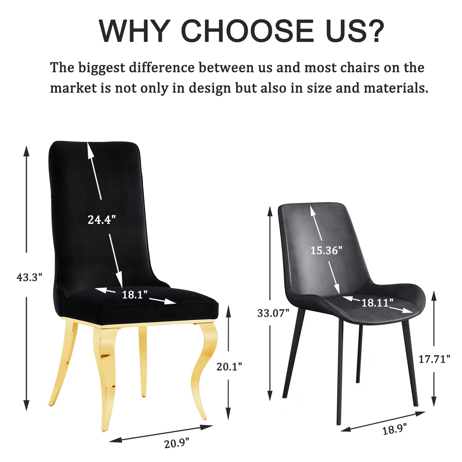 Black velvet Dining Chairs | Button Back | Heavy duty | Gold metal legs | C164