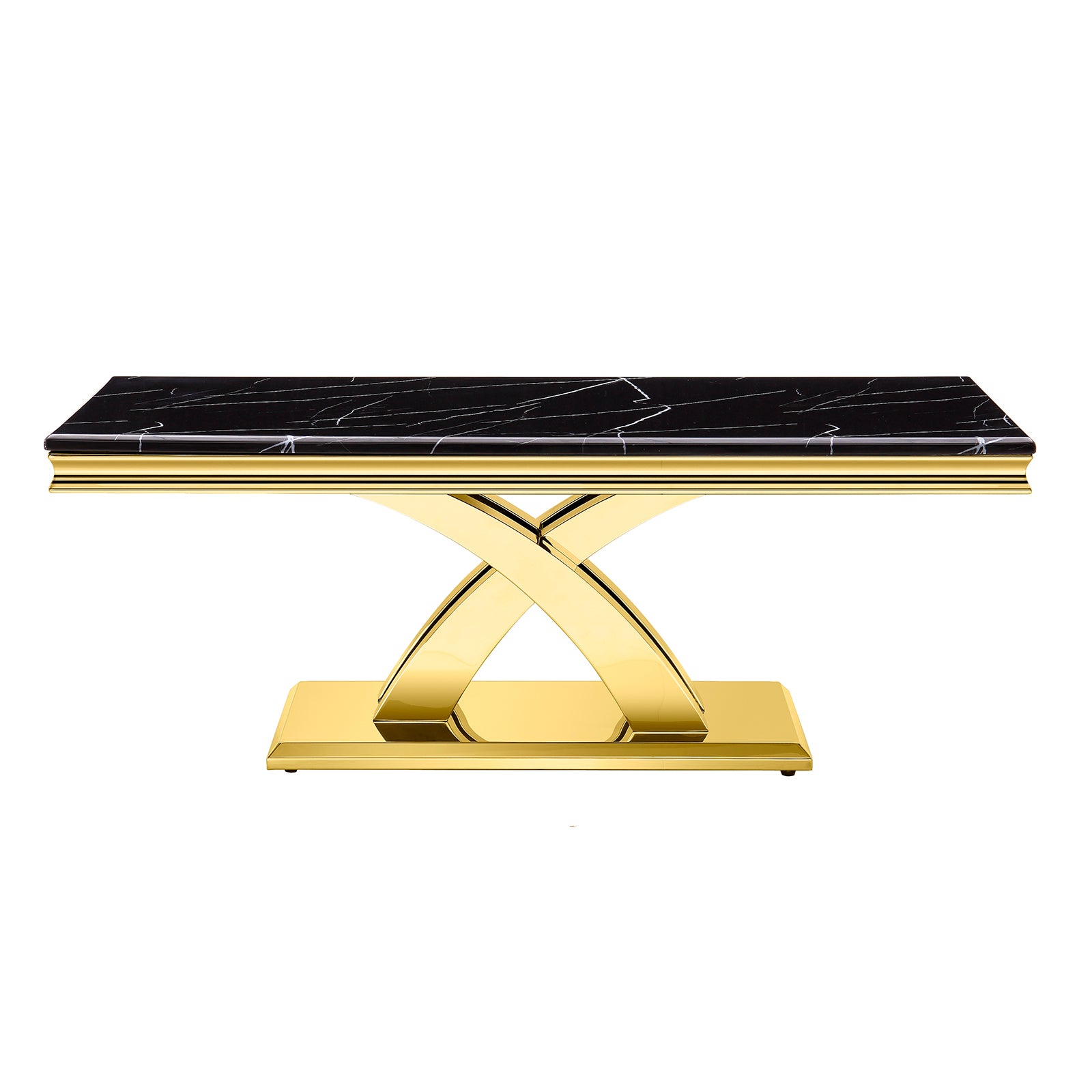 Black Gold Living room table Set | Metal X Base | L213